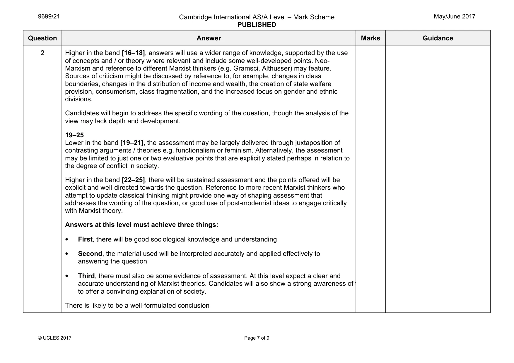 Mark scheme, page 7 of 9