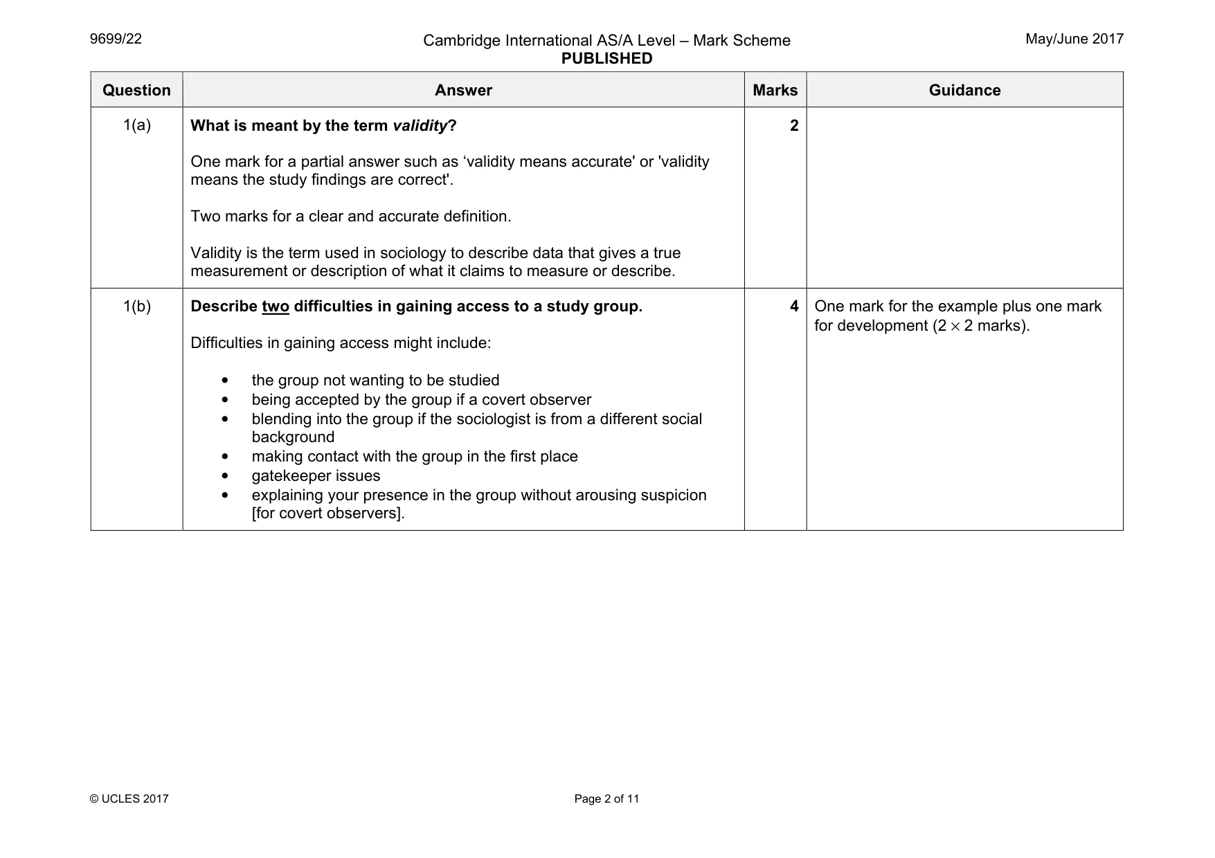 Mark scheme, page 2 of 11