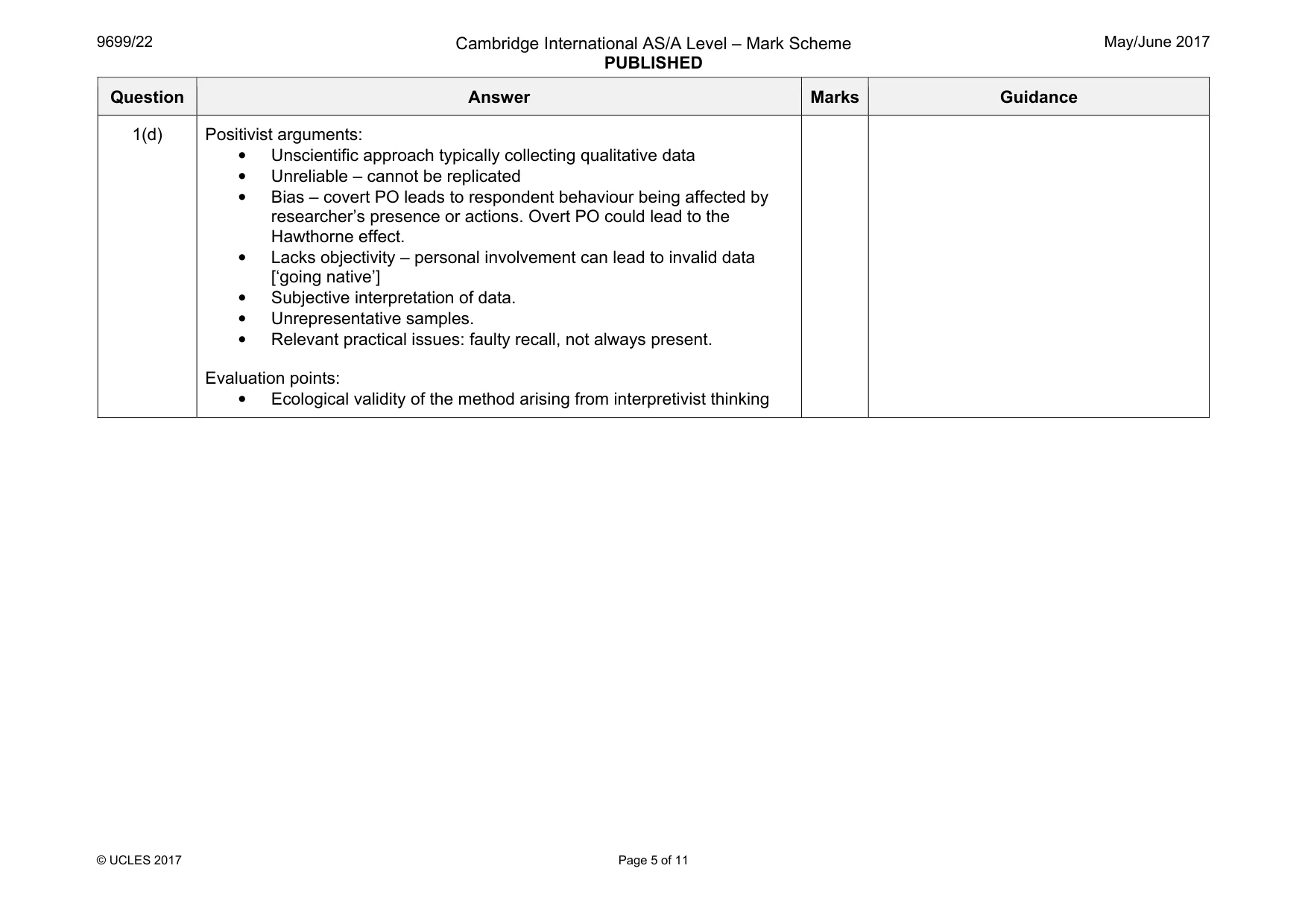 Mark scheme, page 5 of 11