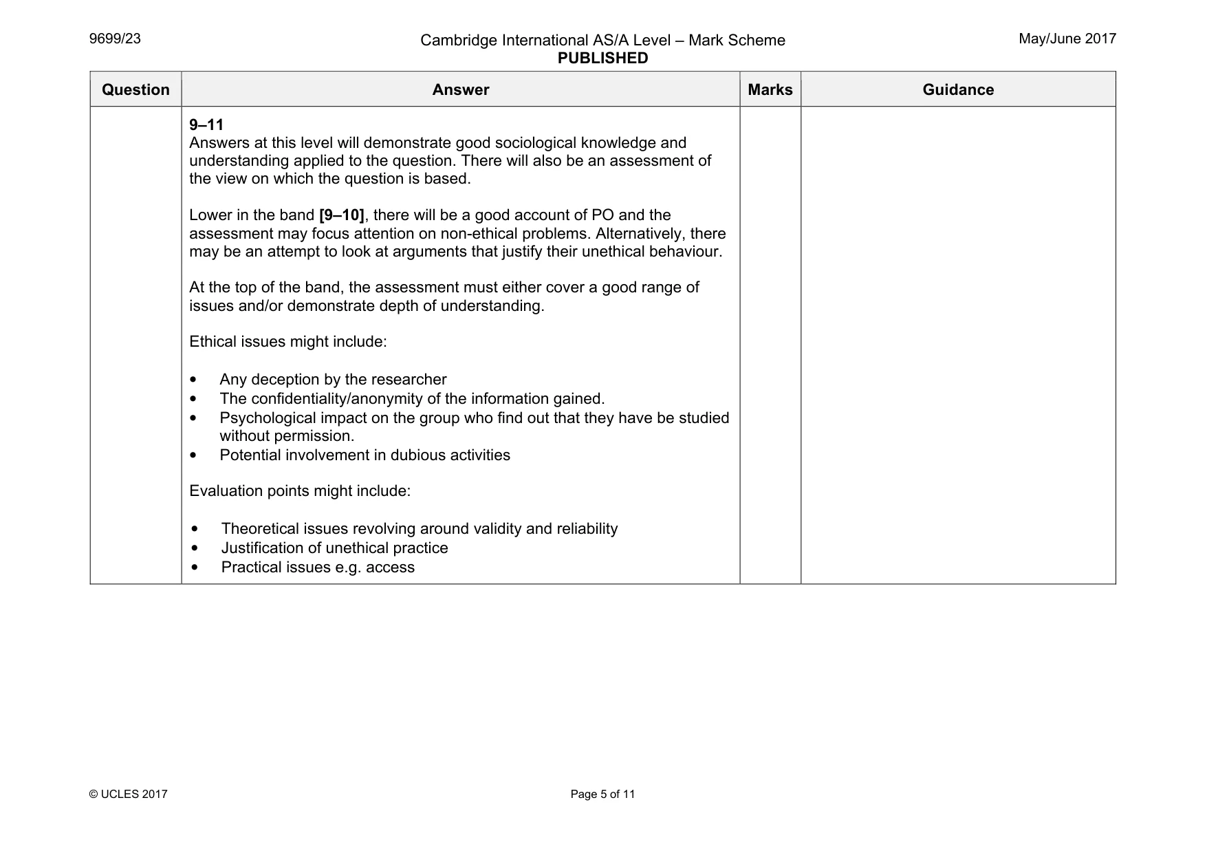 Mark scheme, page 5 of 11