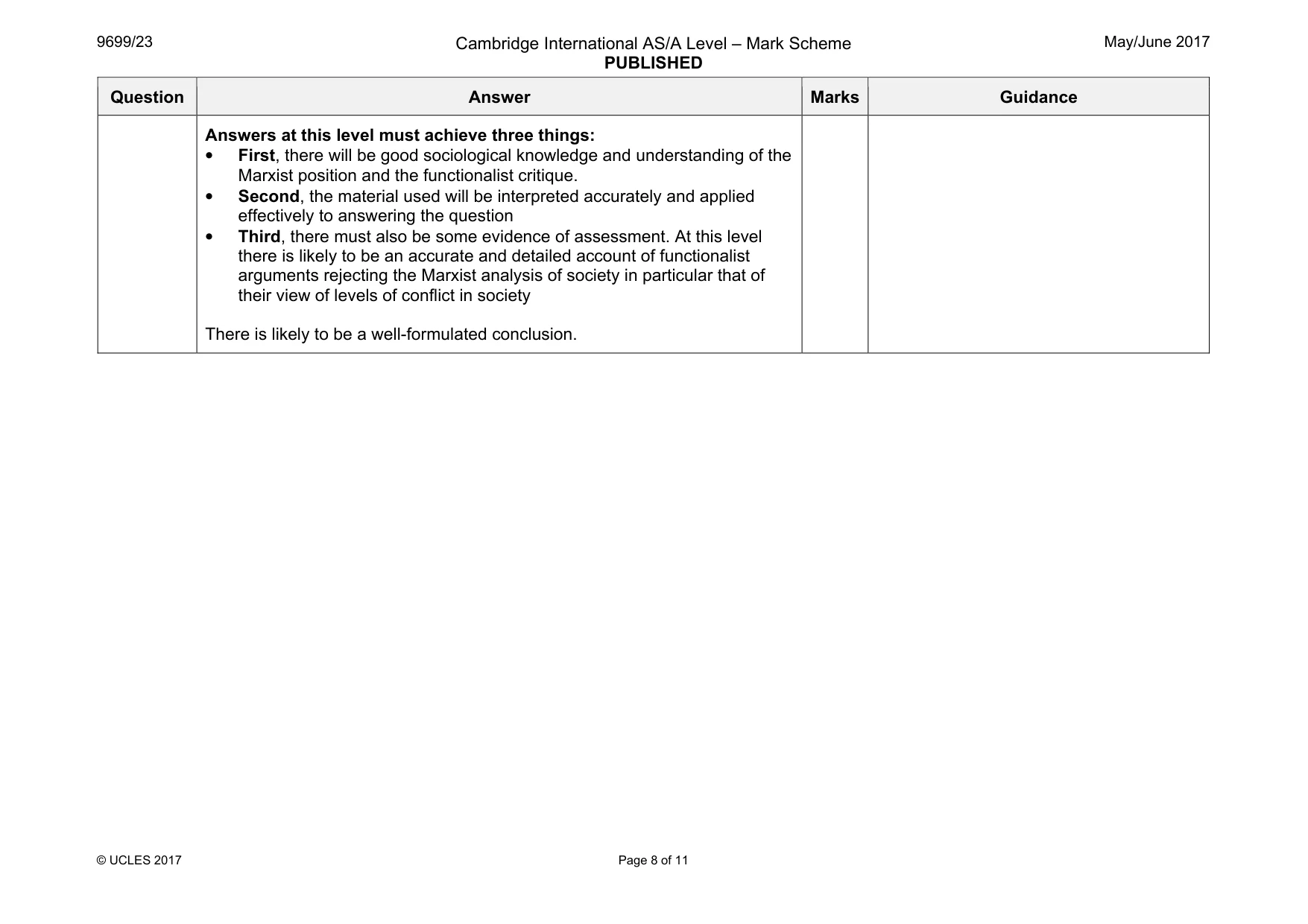Mark scheme, page 8 of 11