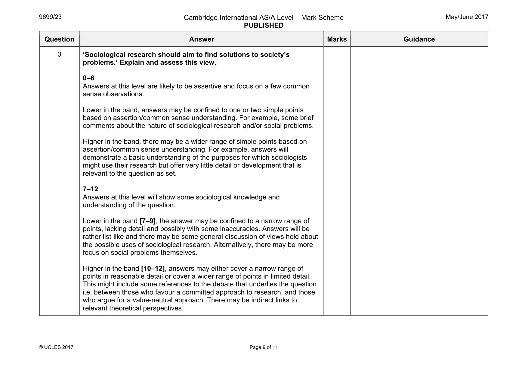 Mark scheme, page 9 of 11