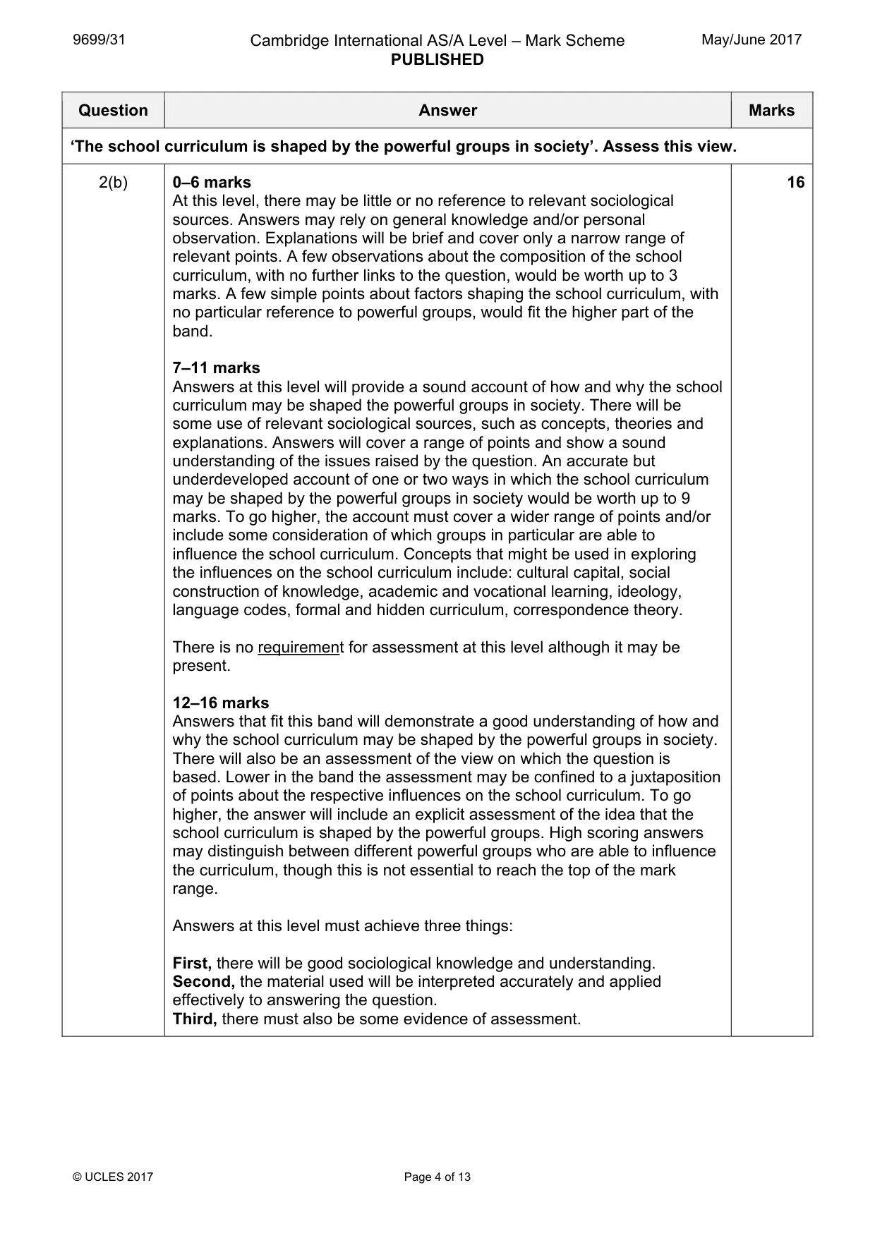 Mark scheme, page 4 of 13