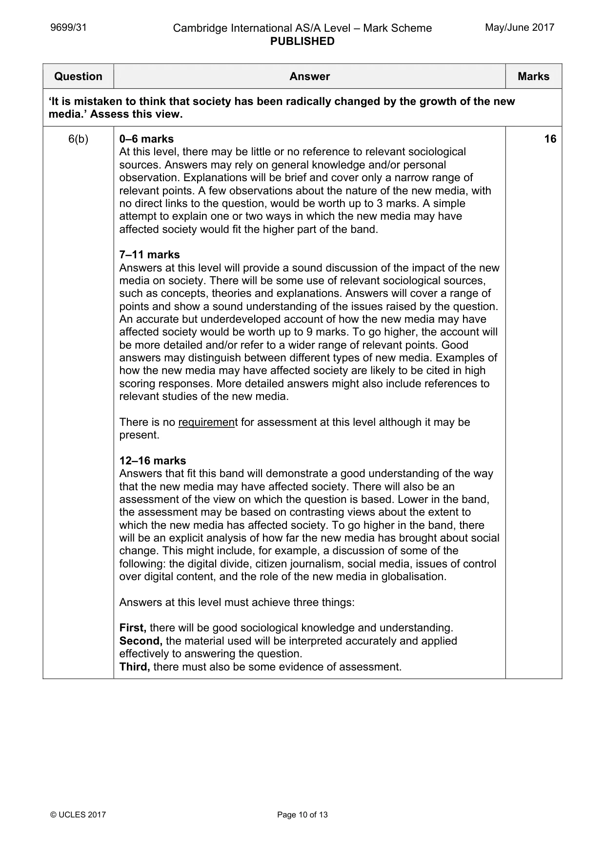 Mark scheme, page 10 of 13