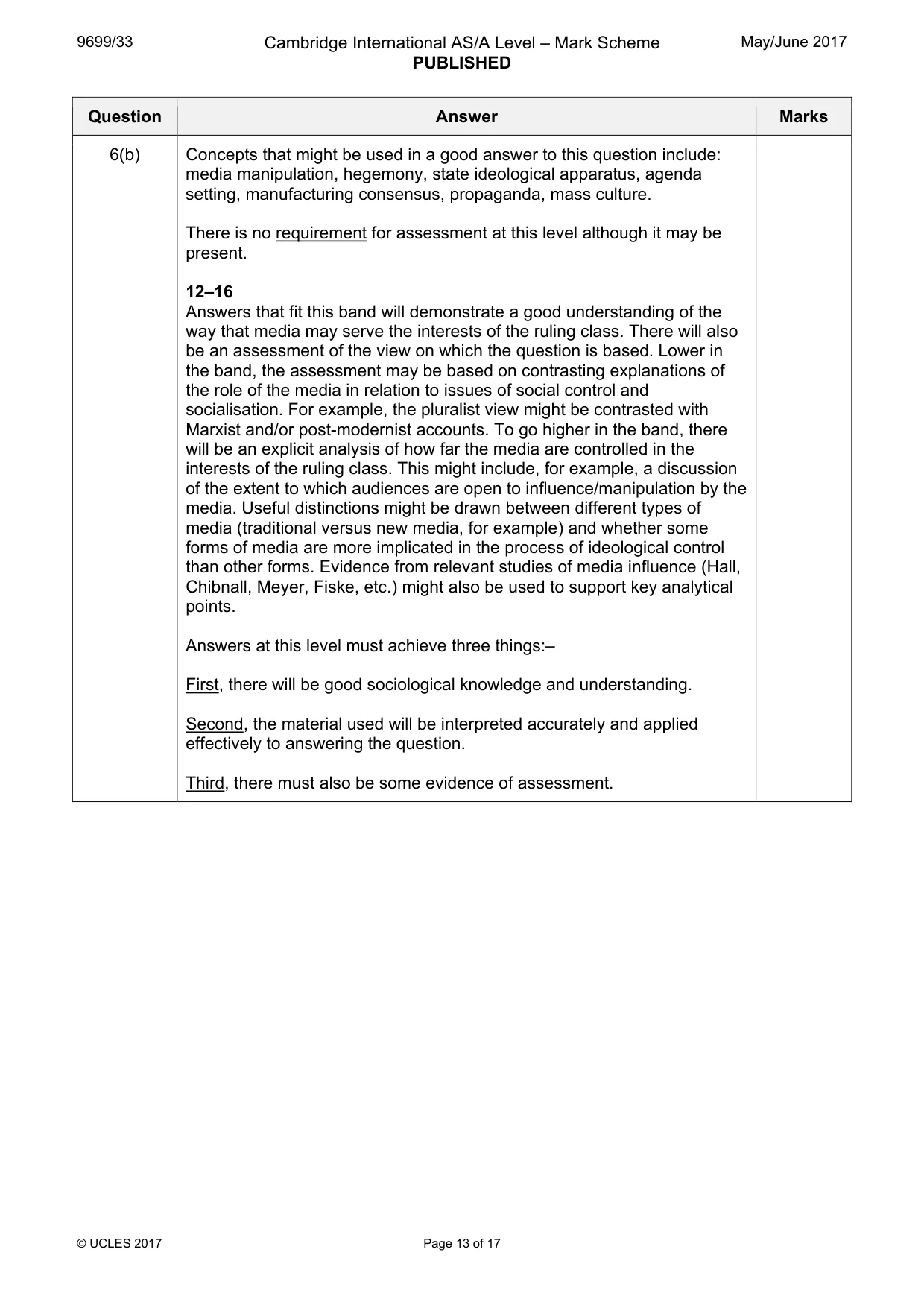 Mark scheme, page 13 of 17