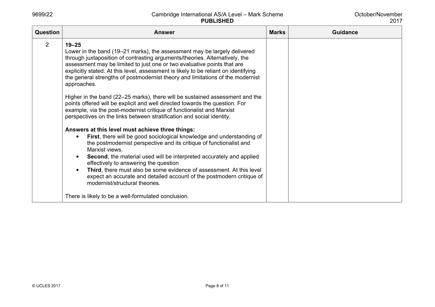 Mark scheme, page 8 of 11