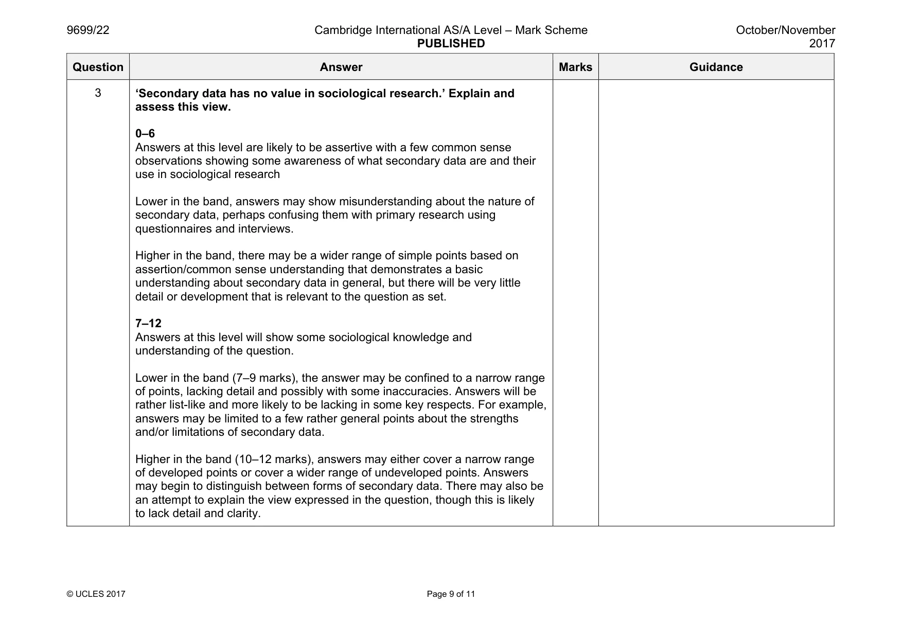 Mark scheme, page 9 of 11