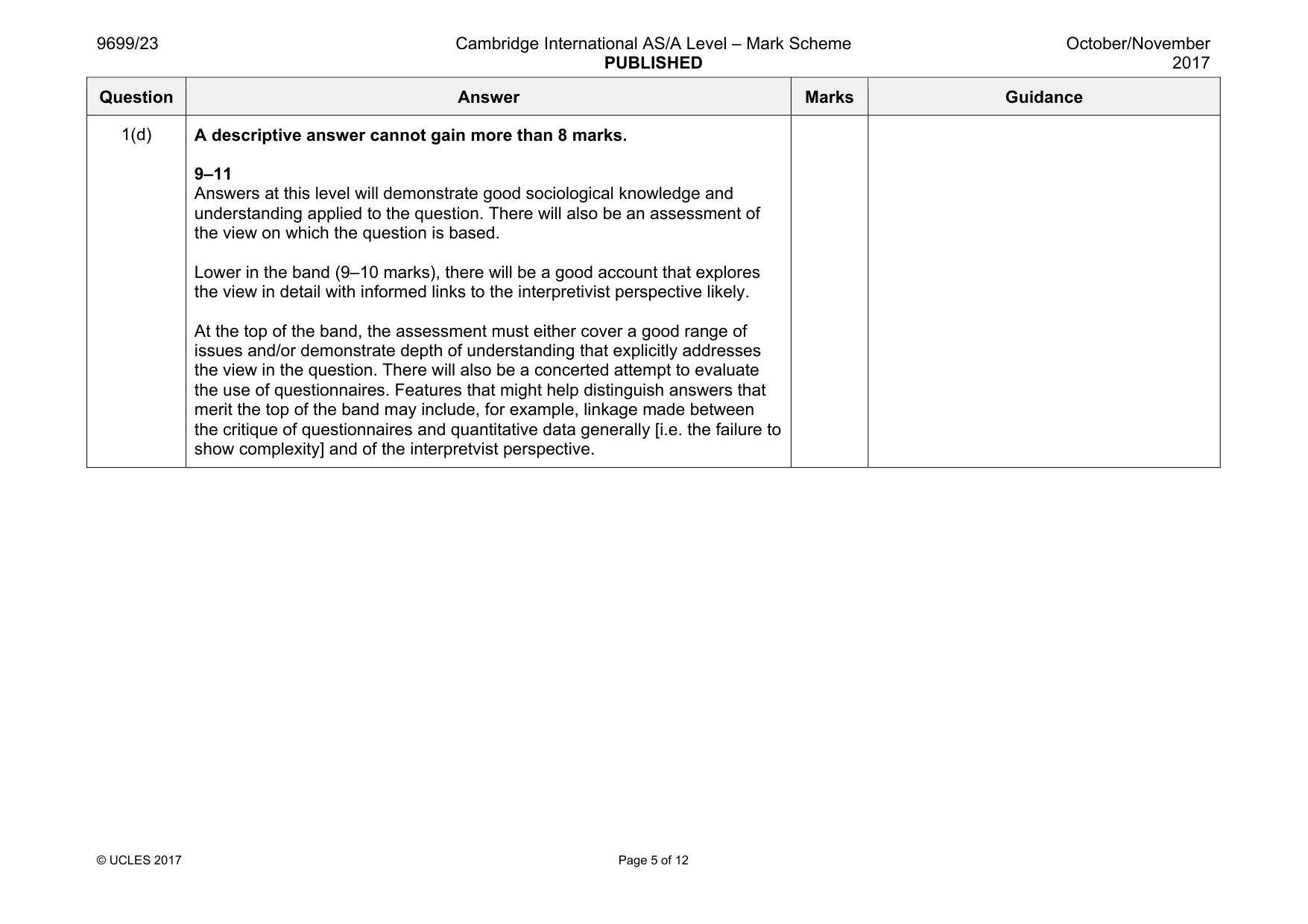 Mark scheme, page 5 of 12