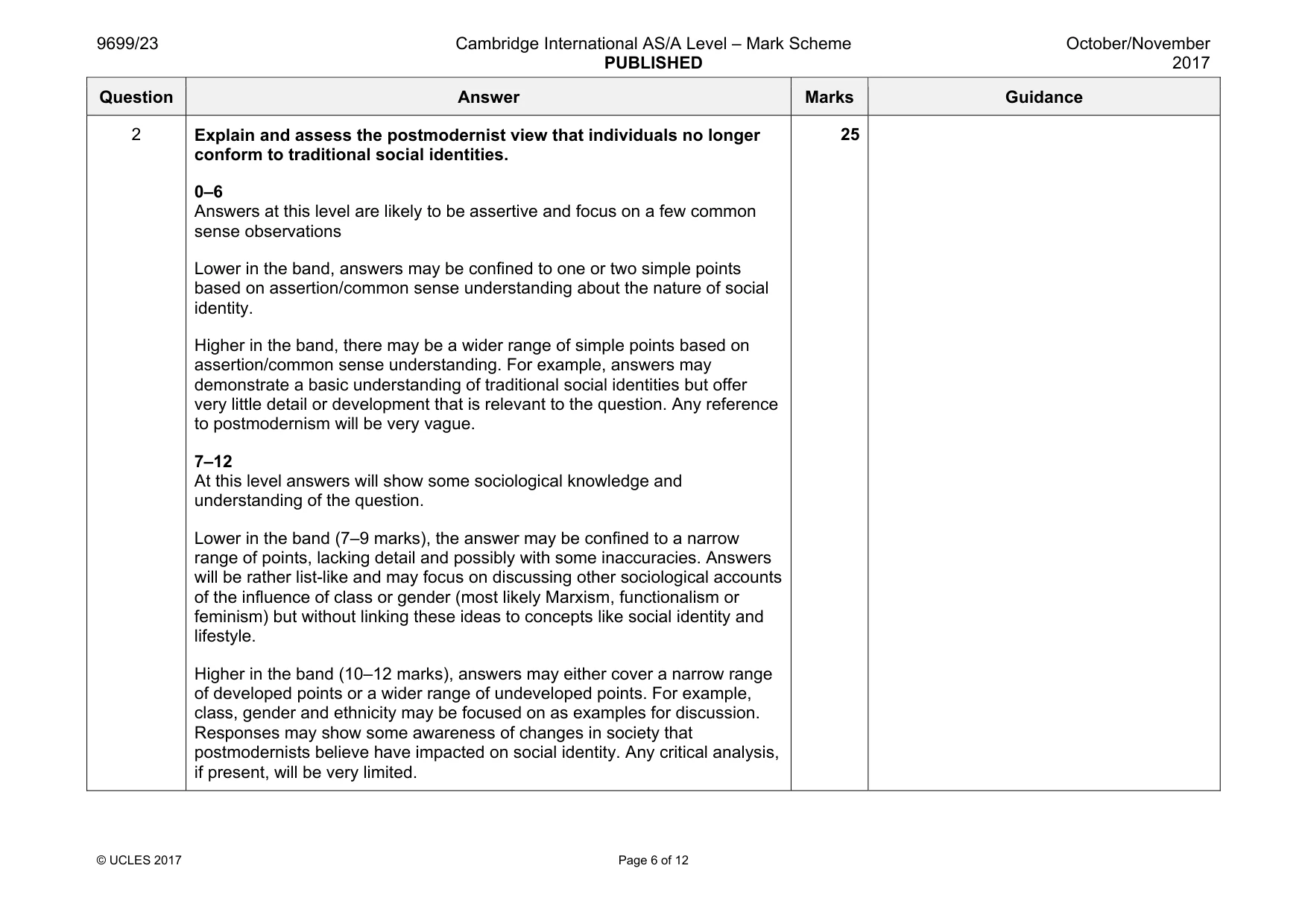 Mark scheme, page 6 of 12
