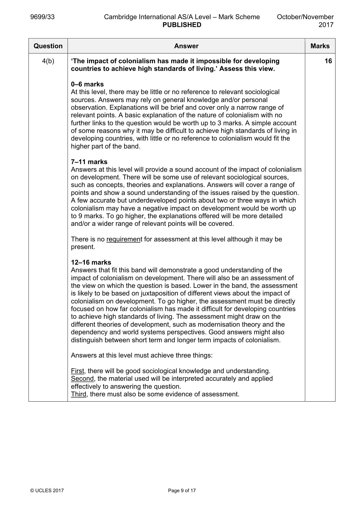 Mark scheme, page 9 of 17