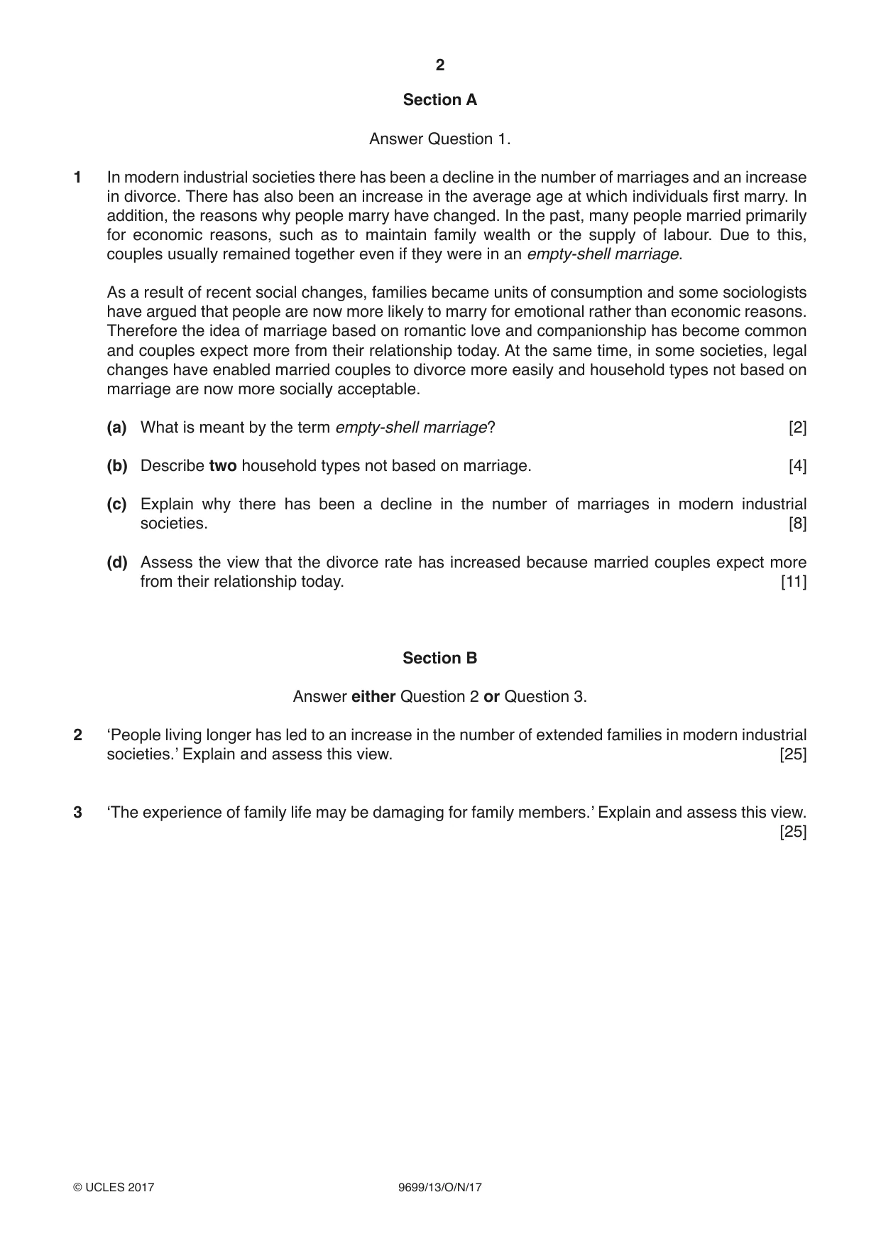 Cambridge A Level Sociology 9699 2017 Oct/Nov Paper 1 · Variant 3 question paper, page 2 of 4