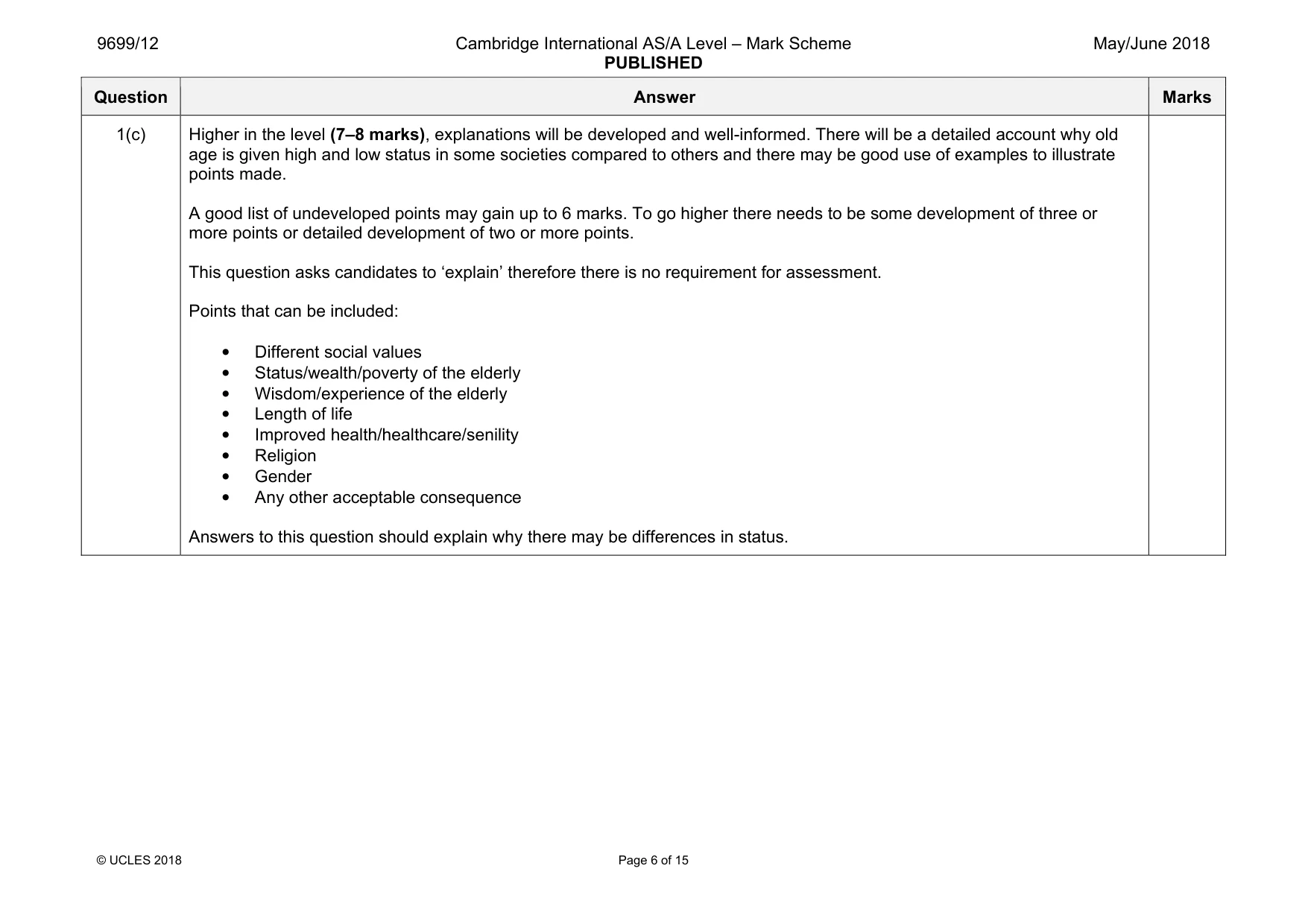 Mark scheme, page 6 of 15