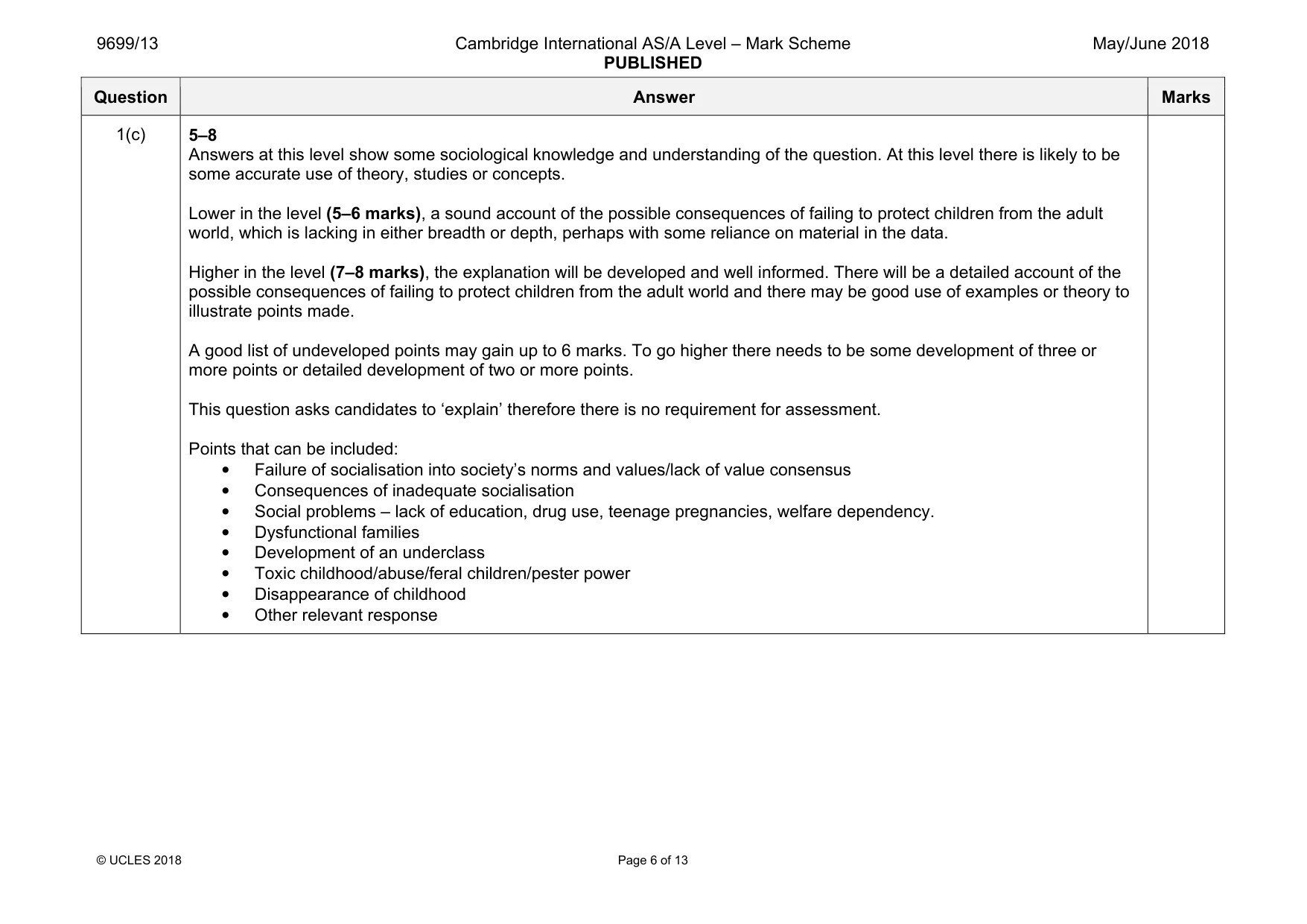 Mark scheme, page 6 of 13