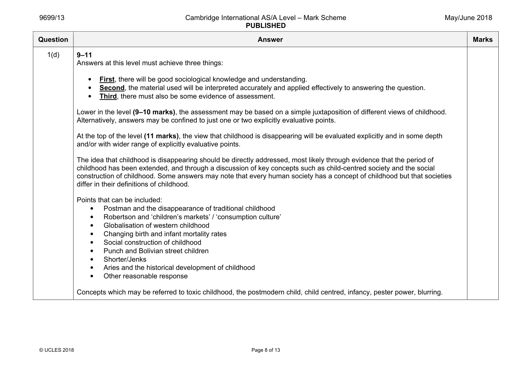 Mark scheme, page 8 of 13