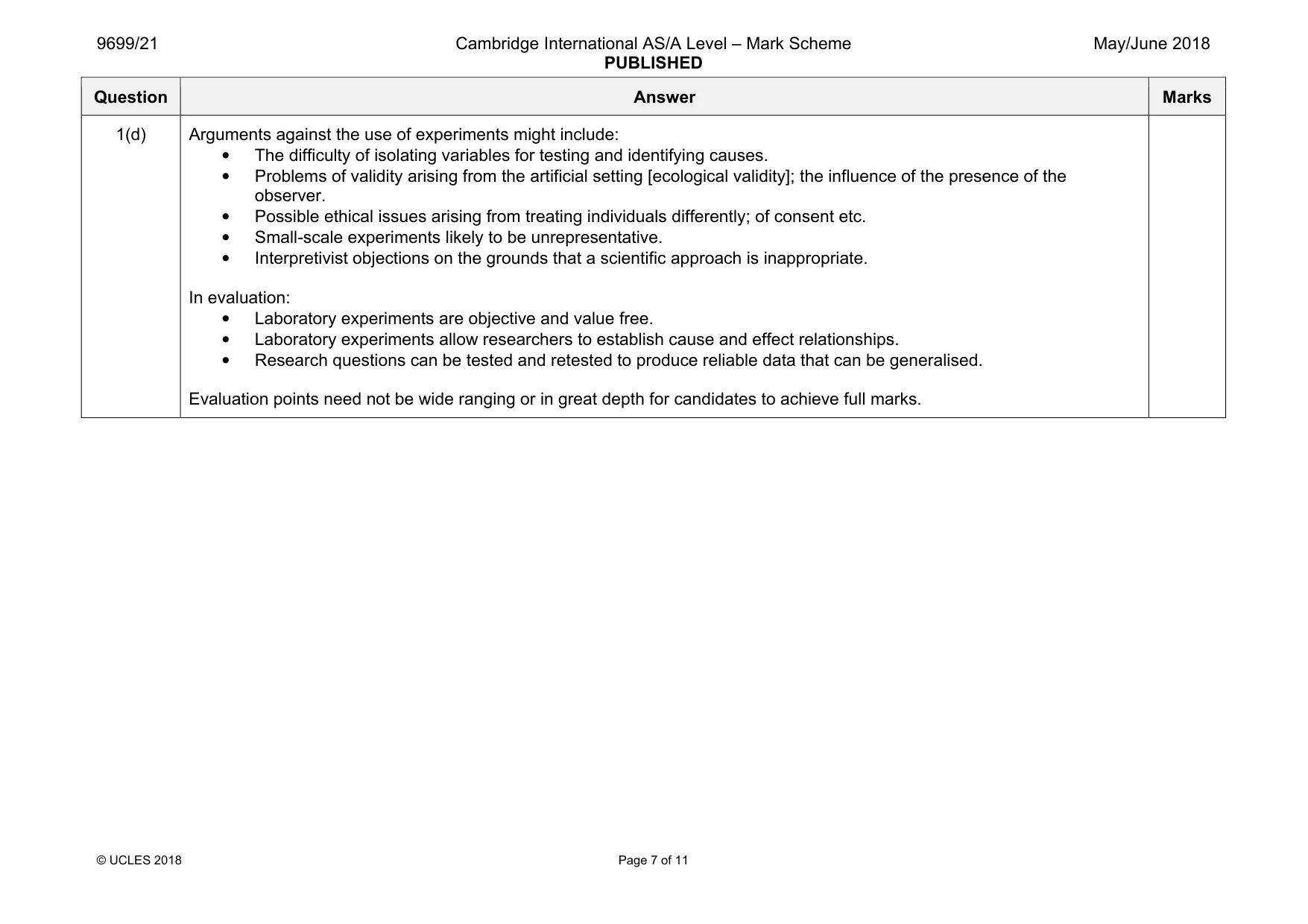 Mark scheme, page 7 of 11