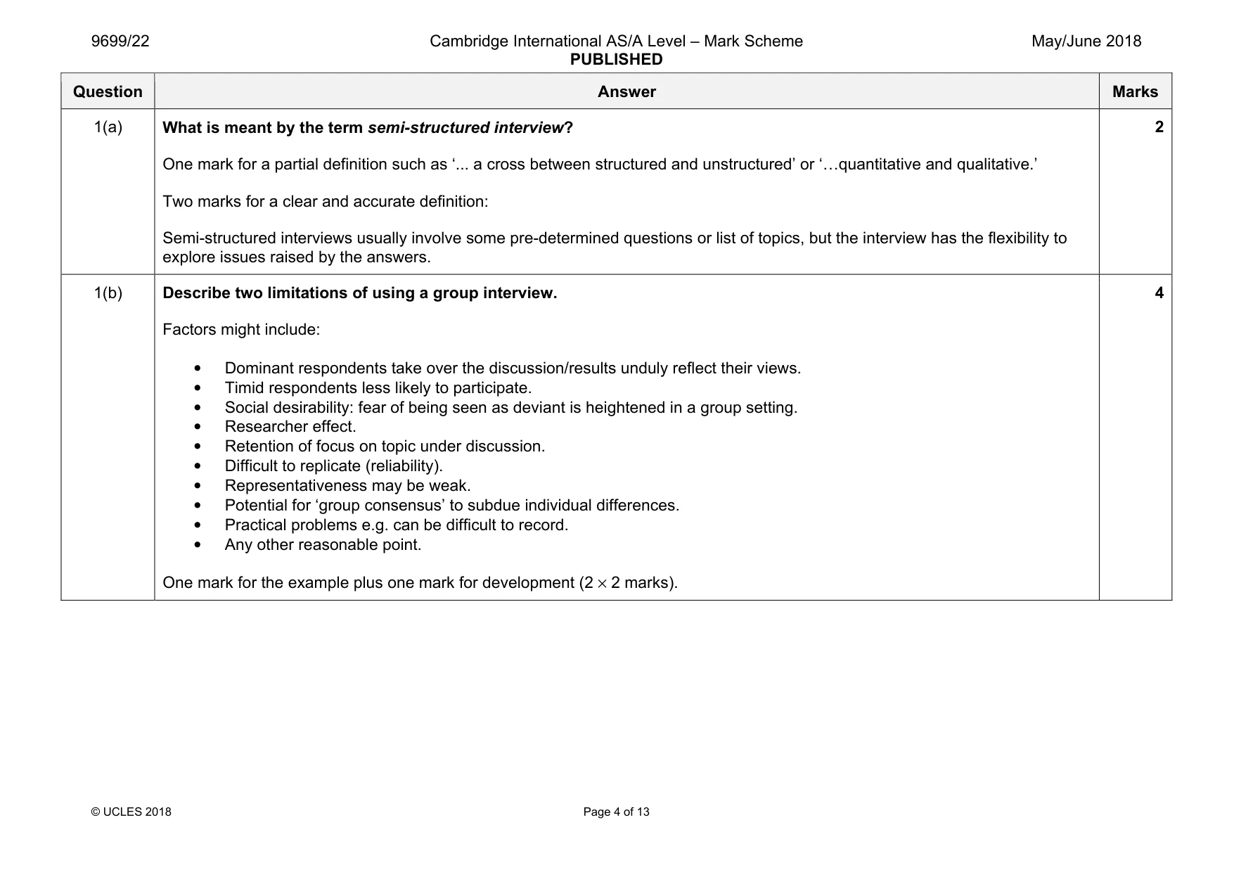 Mark scheme, page 4 of 13