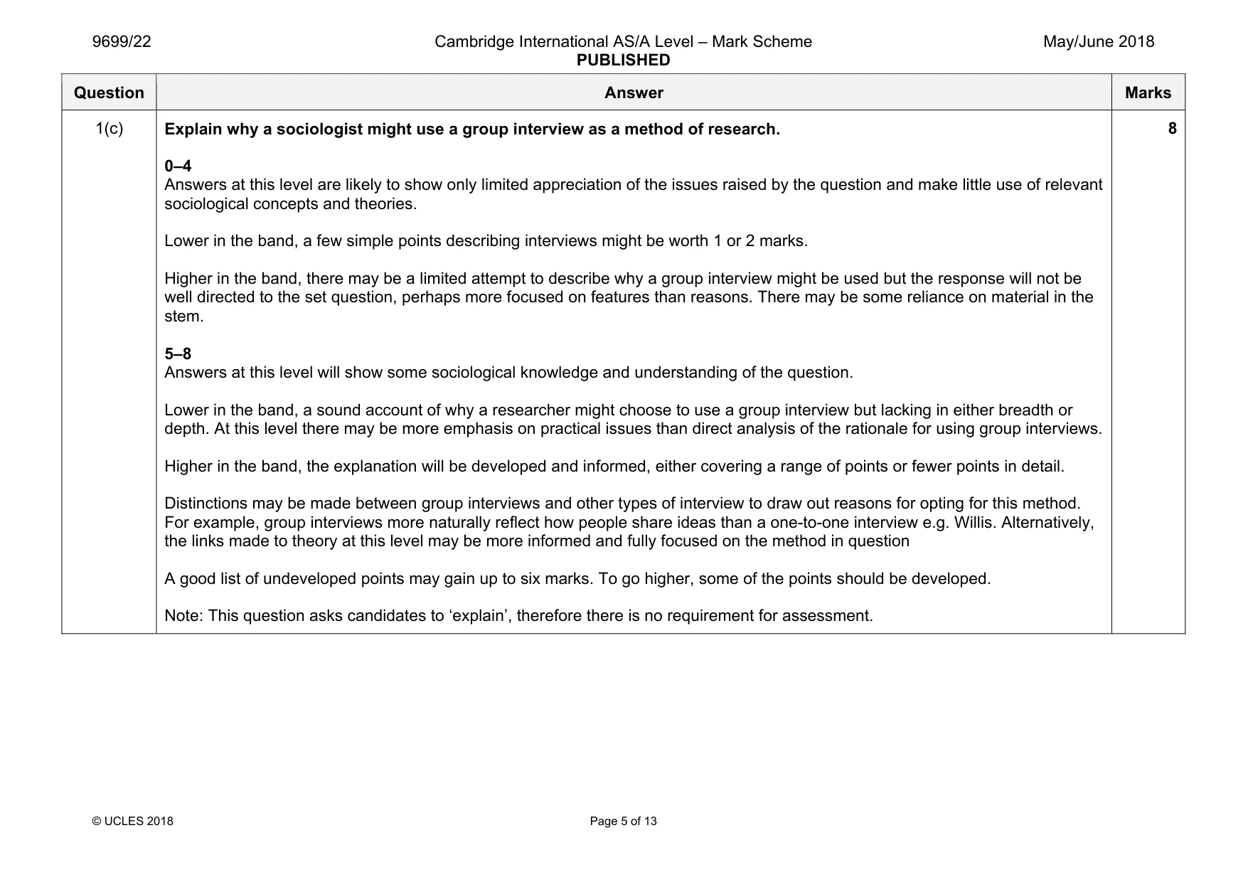 Mark scheme, page 5 of 13