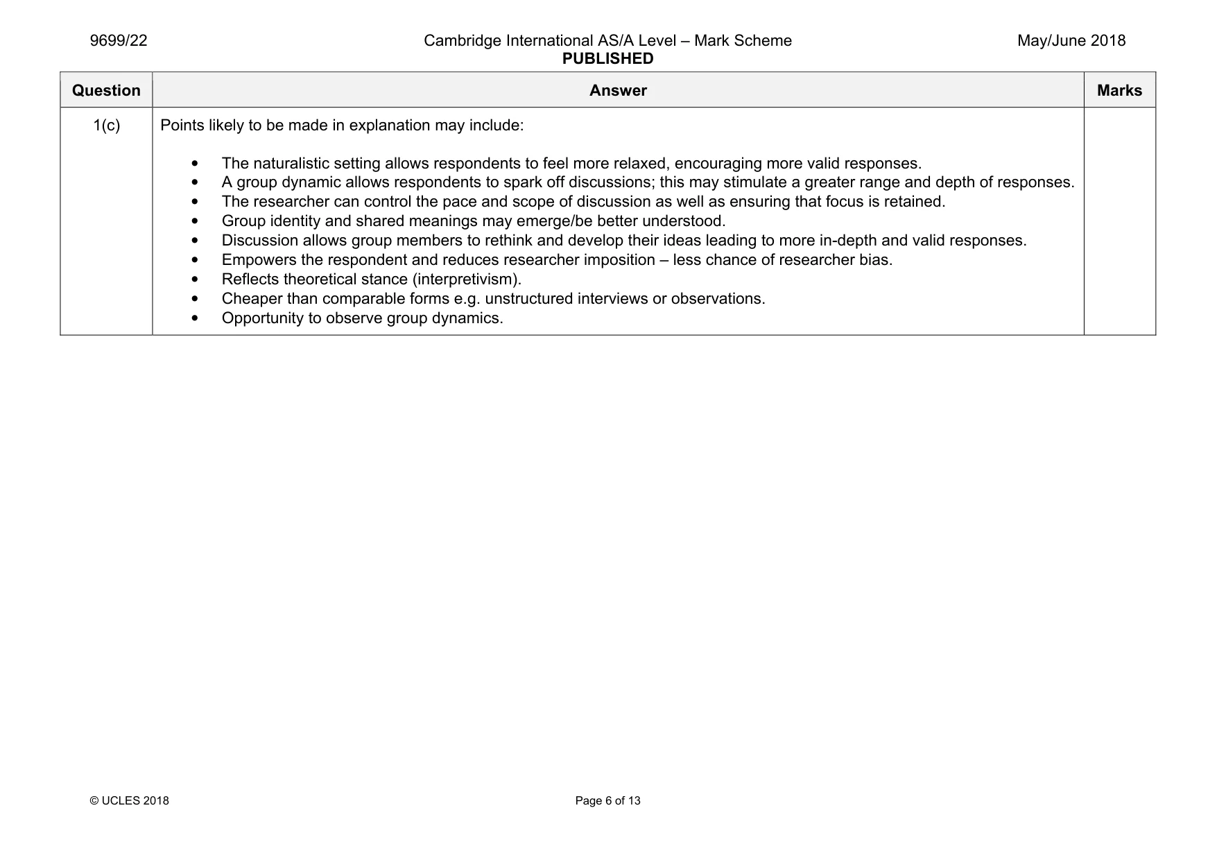 Mark scheme, page 6 of 13