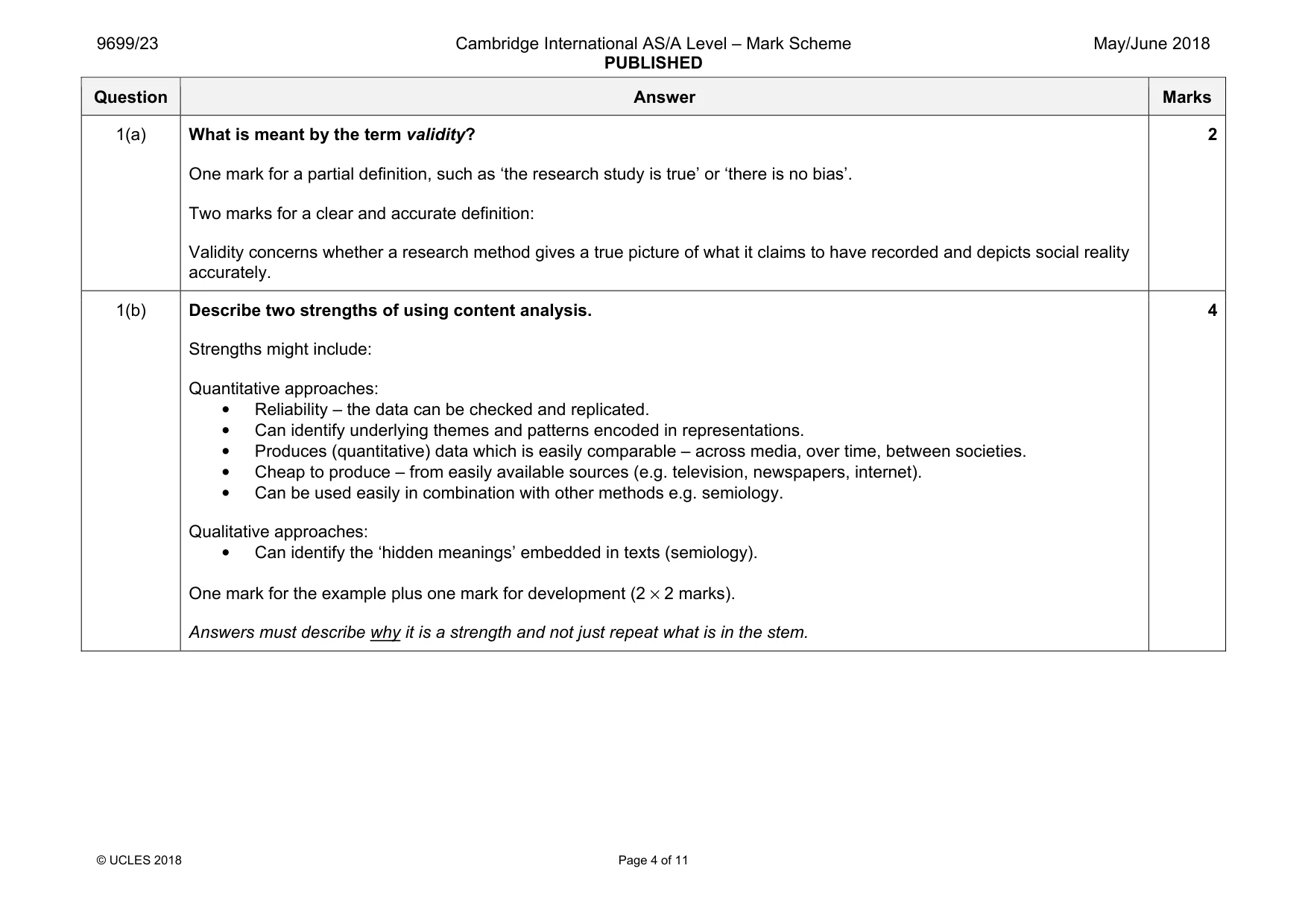 Mark scheme, page 4 of 11