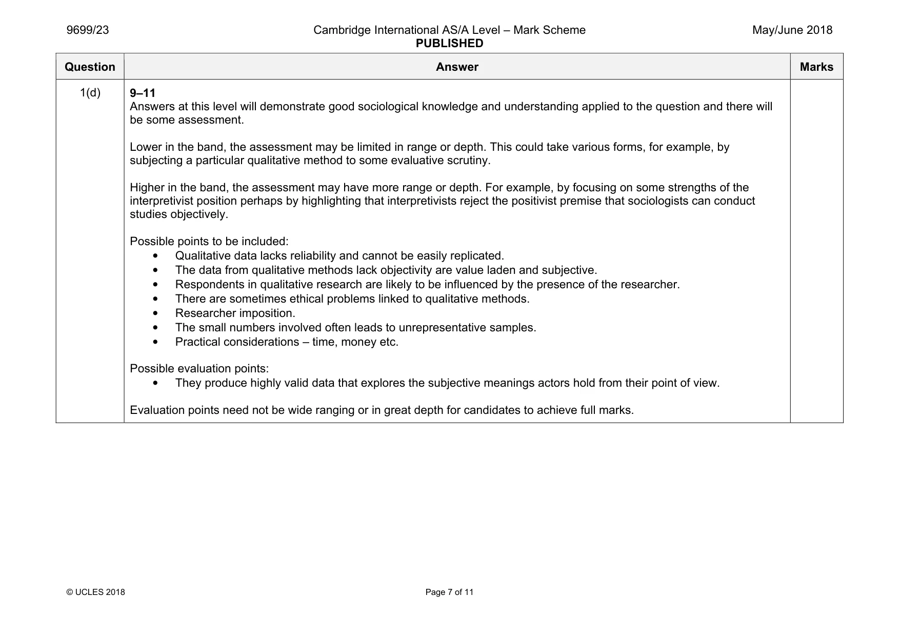 Mark scheme, page 7 of 11