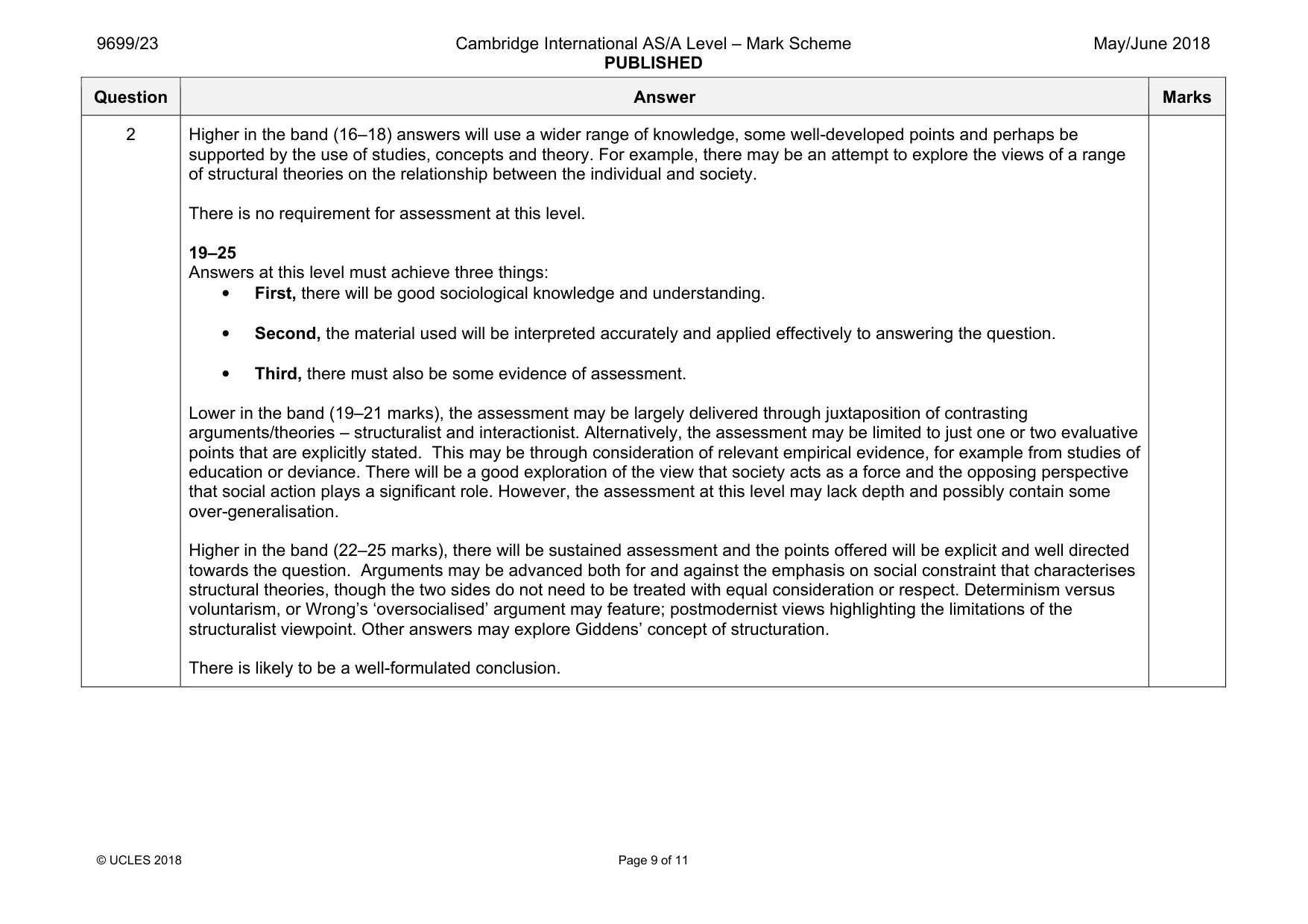 Mark scheme, page 9 of 11