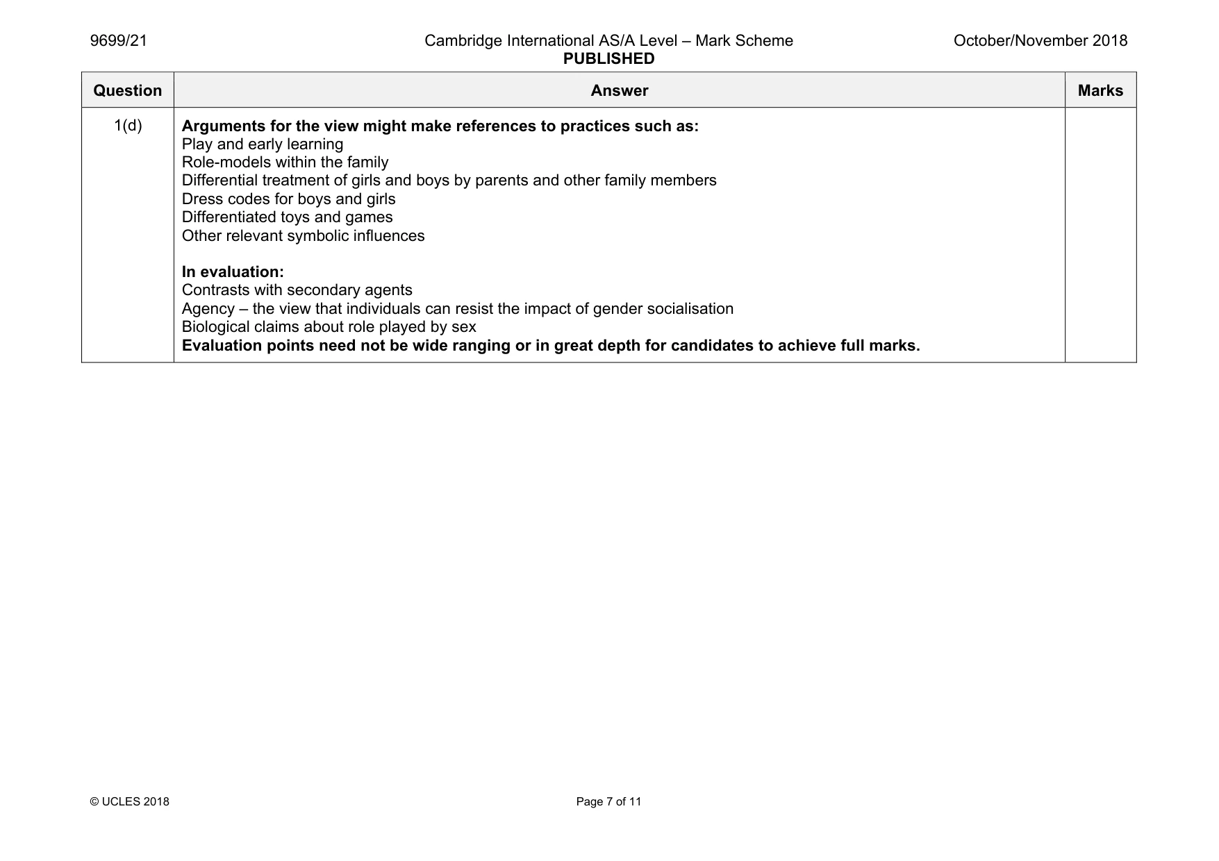 Mark scheme, page 7 of 11