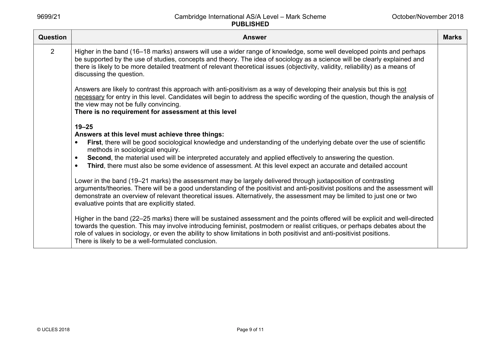 Mark scheme, page 9 of 11