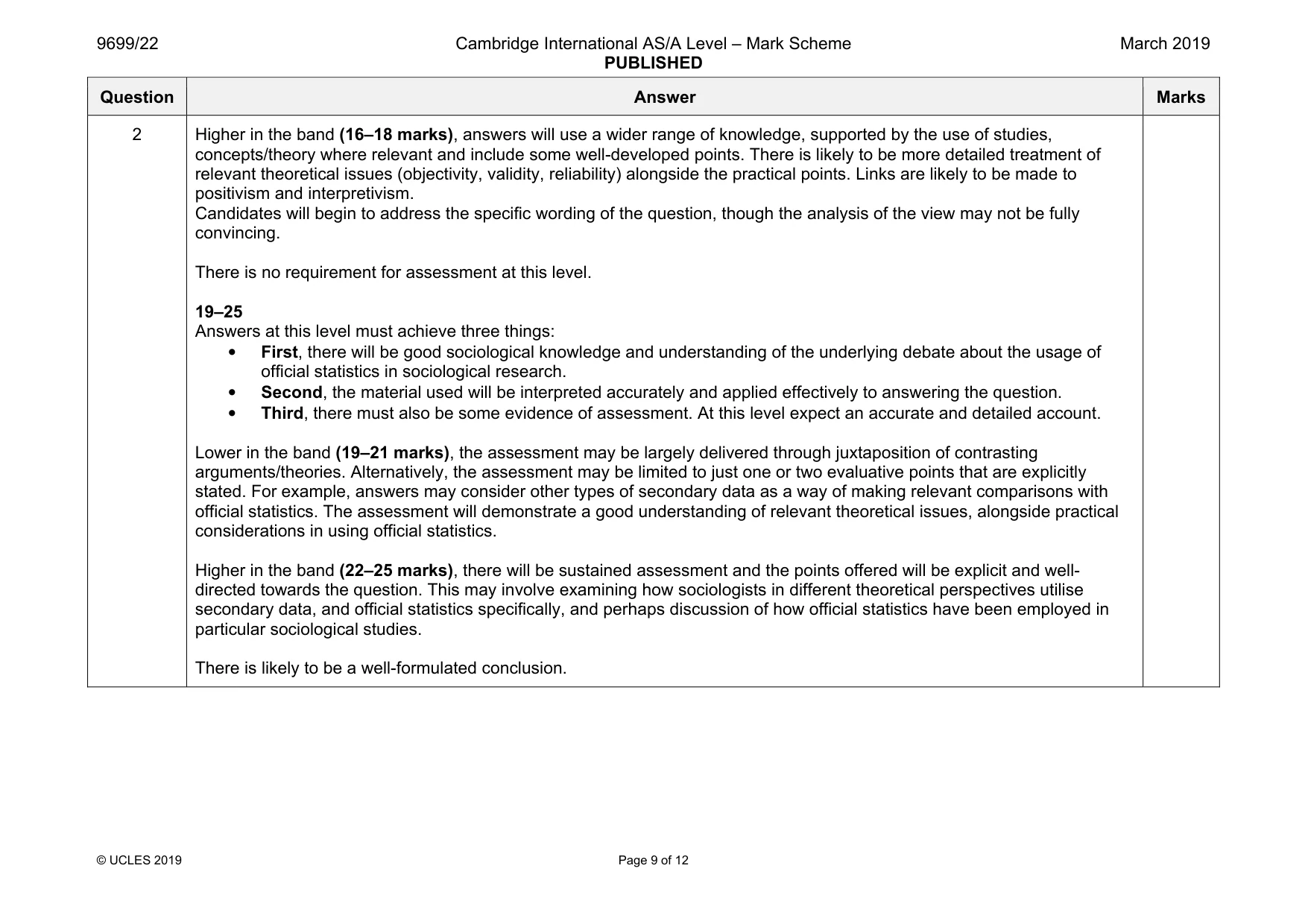 Mark scheme, page 9 of 12