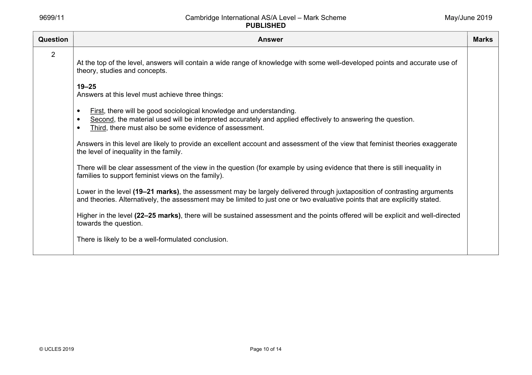 Mark scheme, page 10 of 14