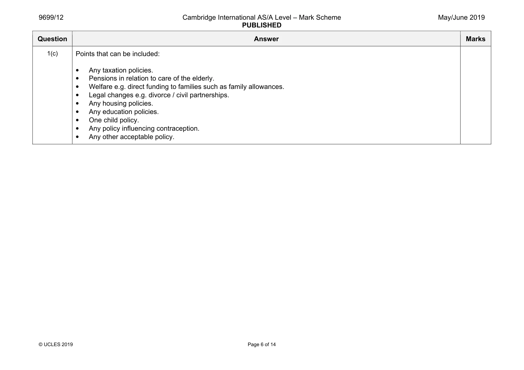 Mark scheme, page 6 of 14