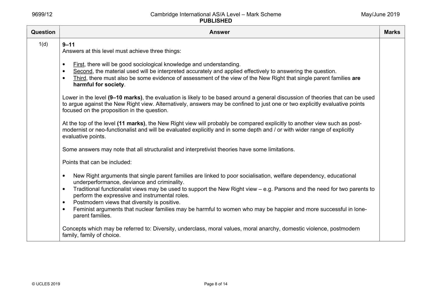 Mark scheme, page 8 of 14