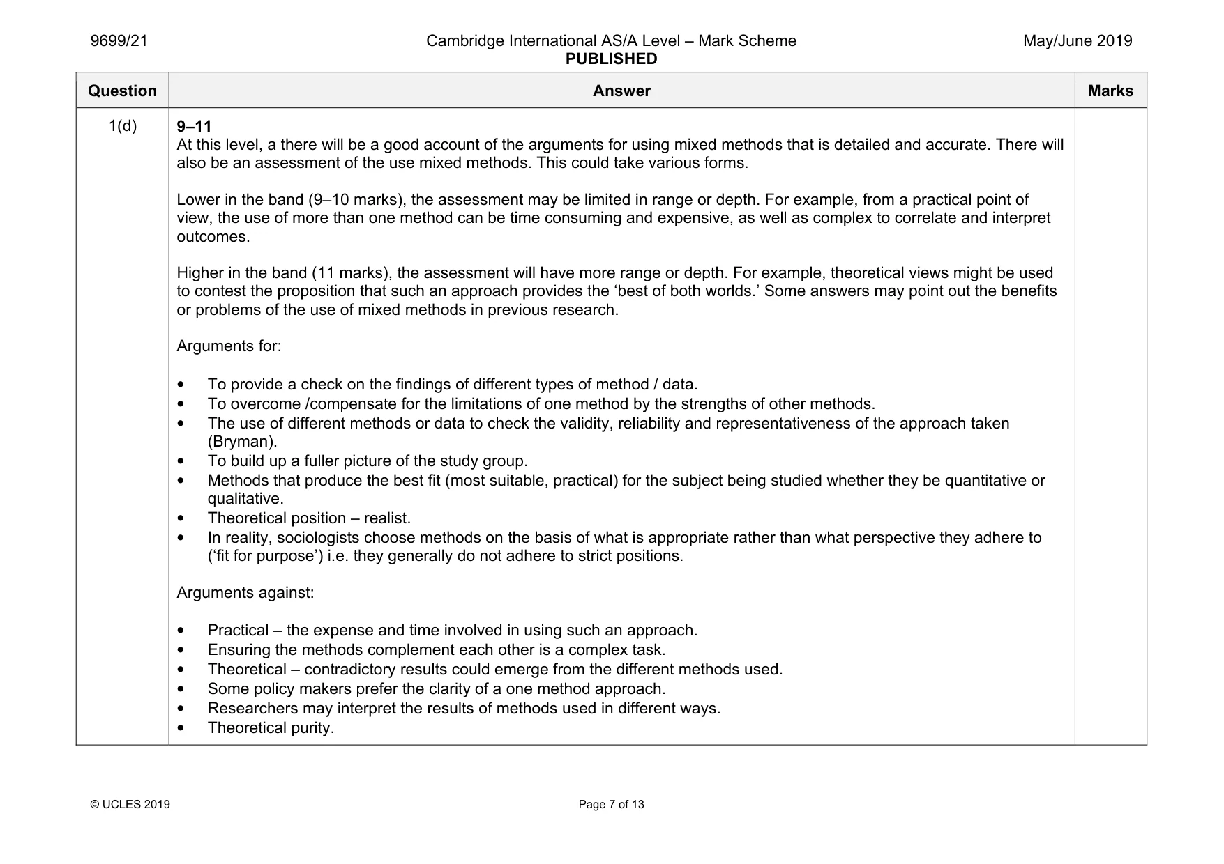 Mark scheme, page 7 of 13