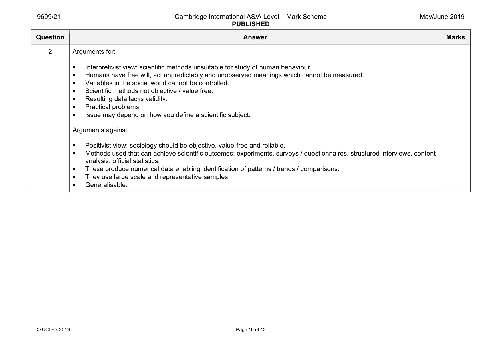Mark scheme, page 10 of 13