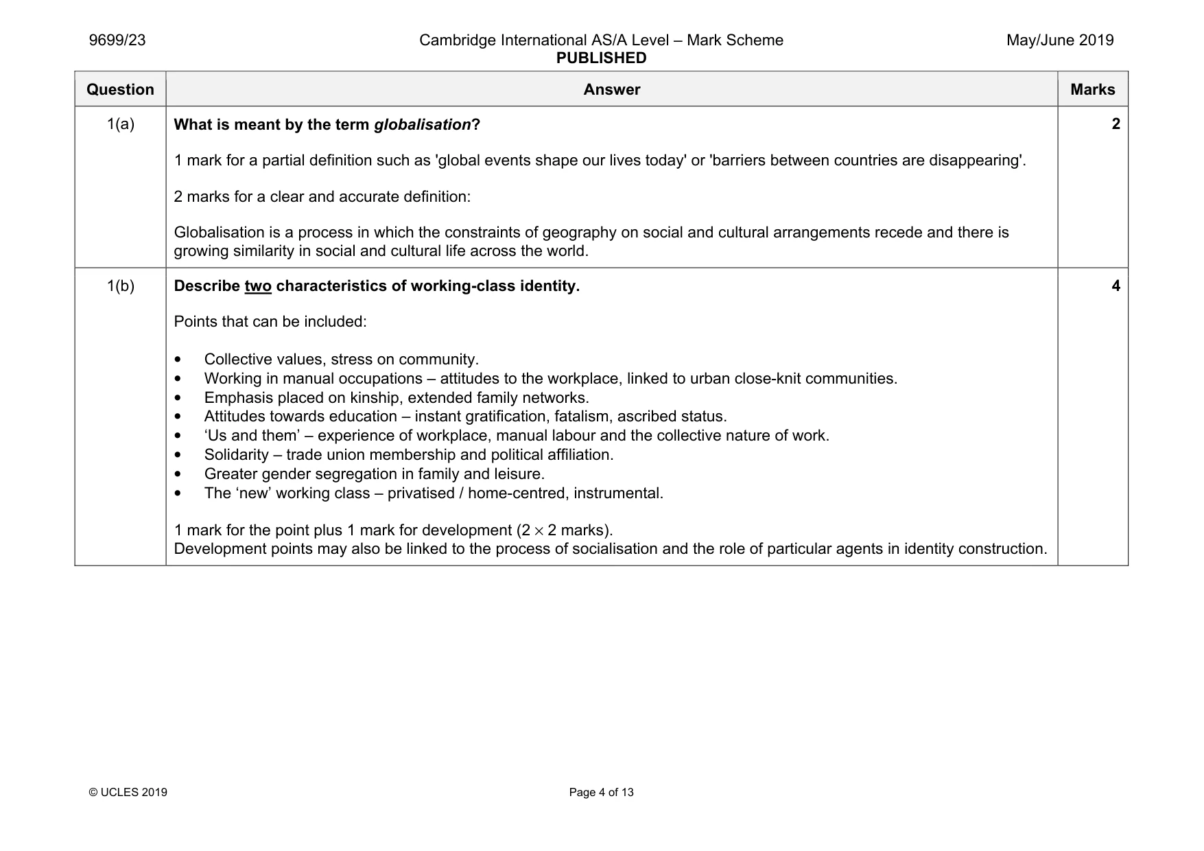Mark scheme, page 4 of 13