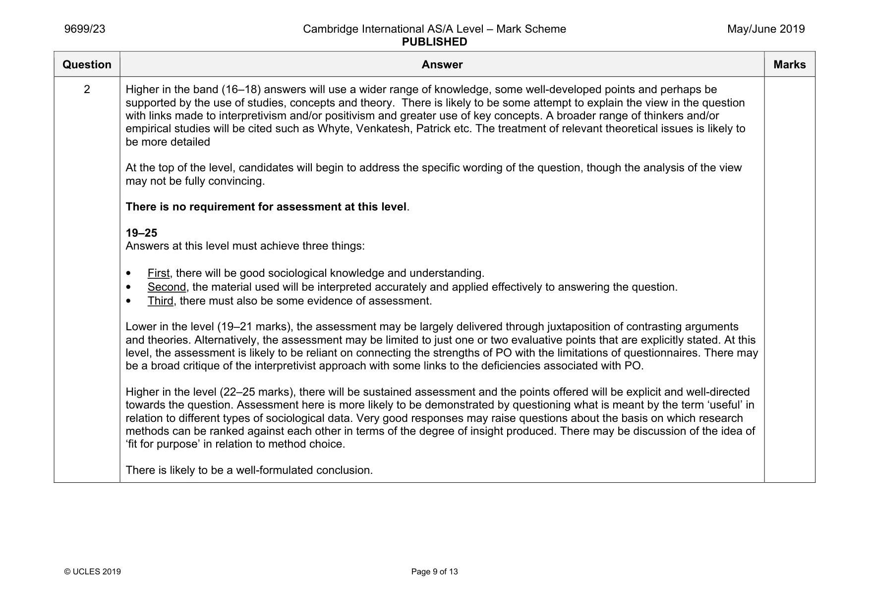 Mark scheme, page 9 of 13