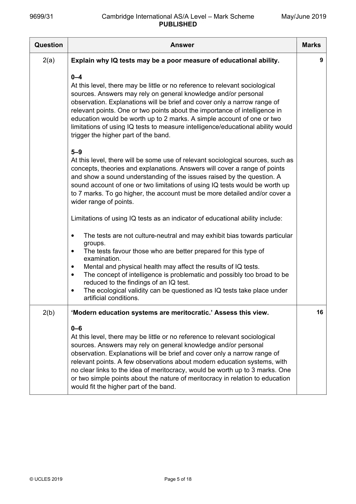 Mark scheme, page 5 of 18