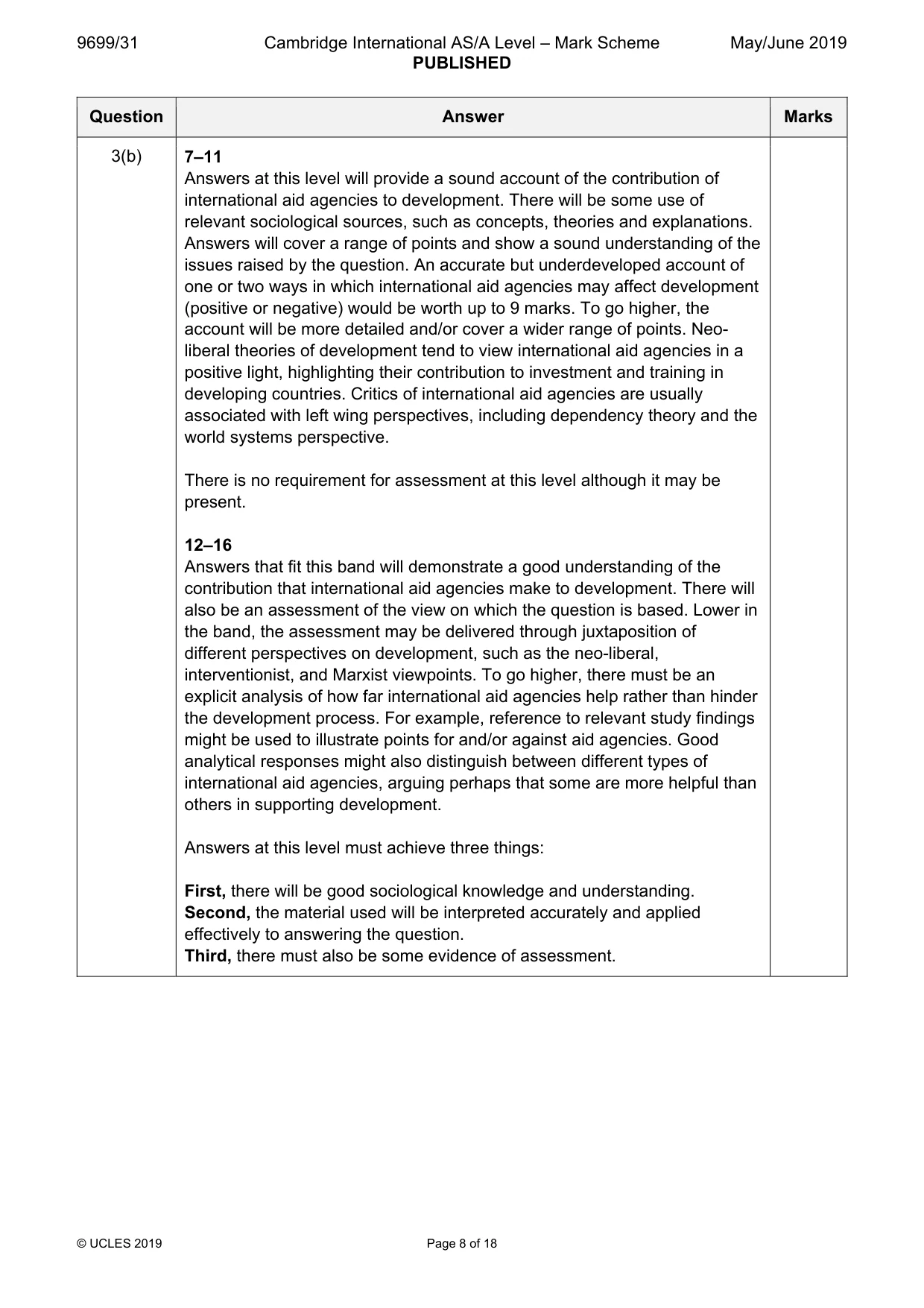 Mark scheme, page 8 of 18