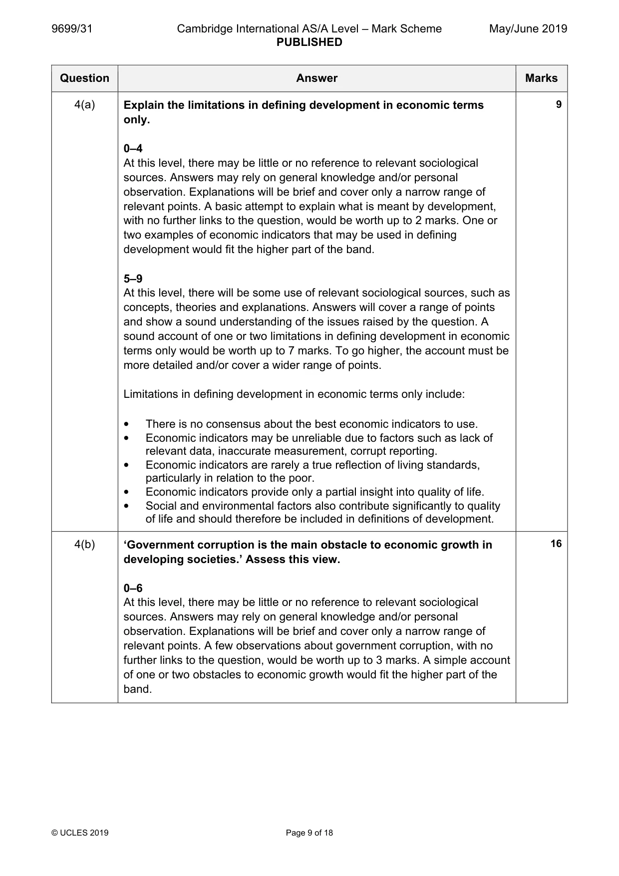 Mark scheme, page 9 of 18