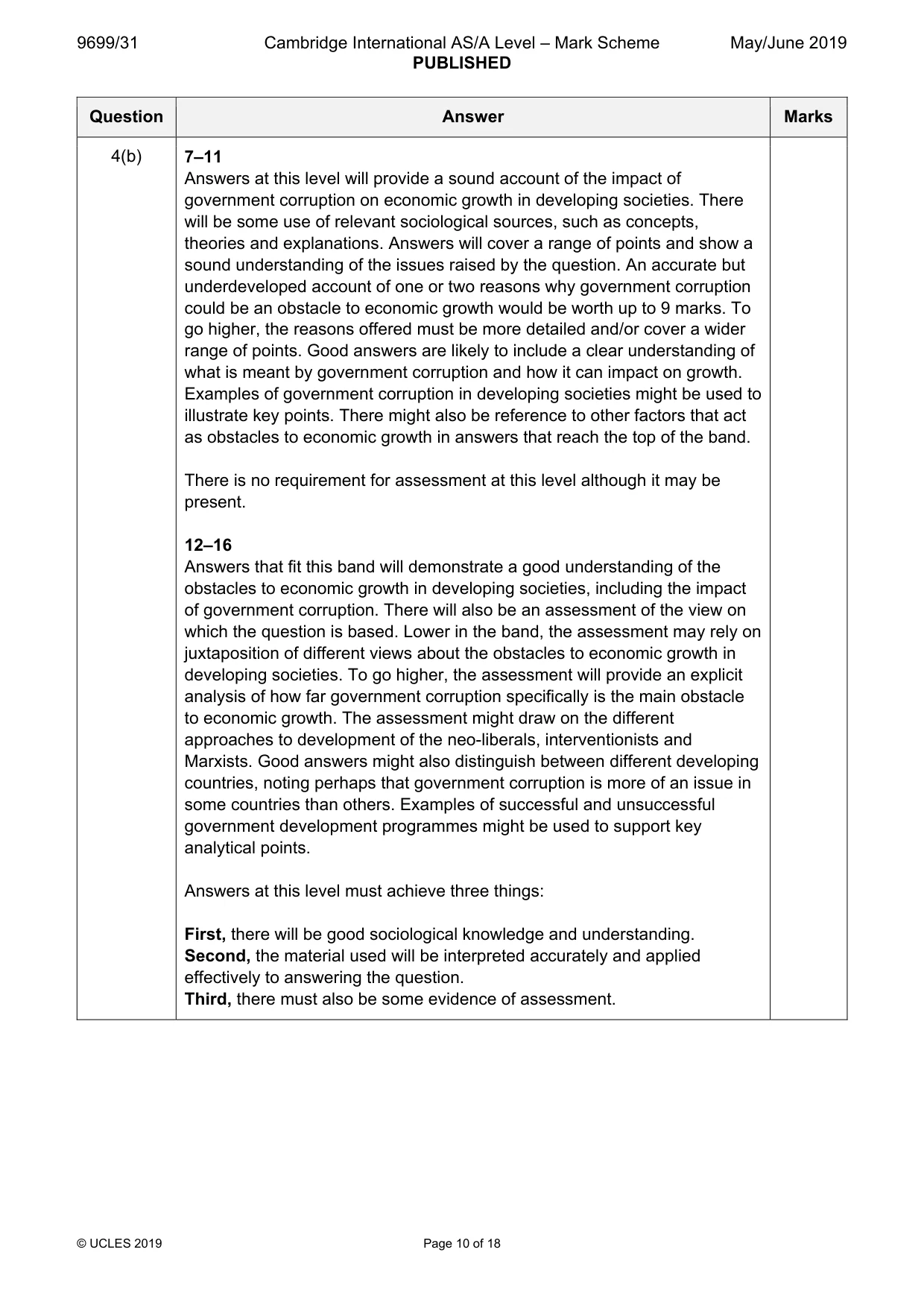Mark scheme, page 10 of 18
