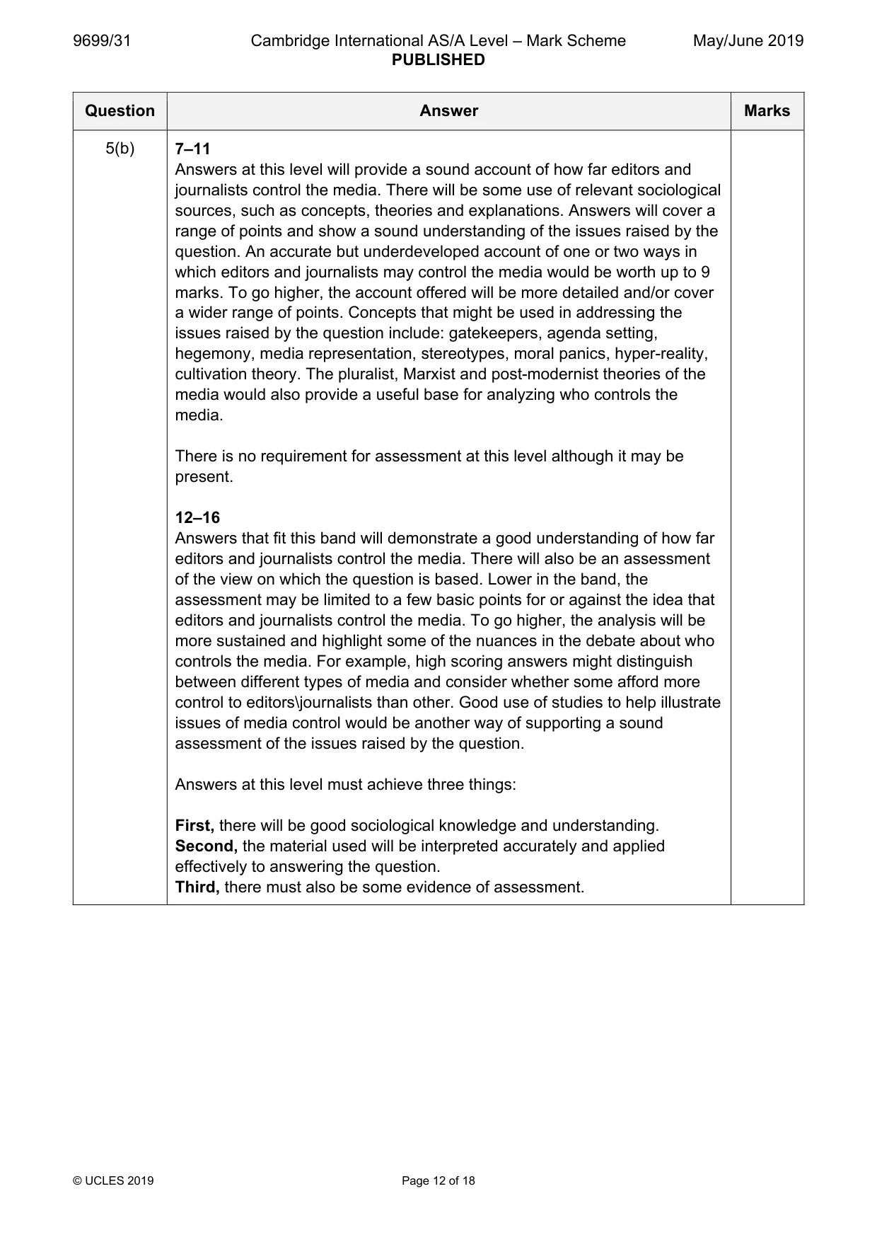 Mark scheme, page 12 of 18