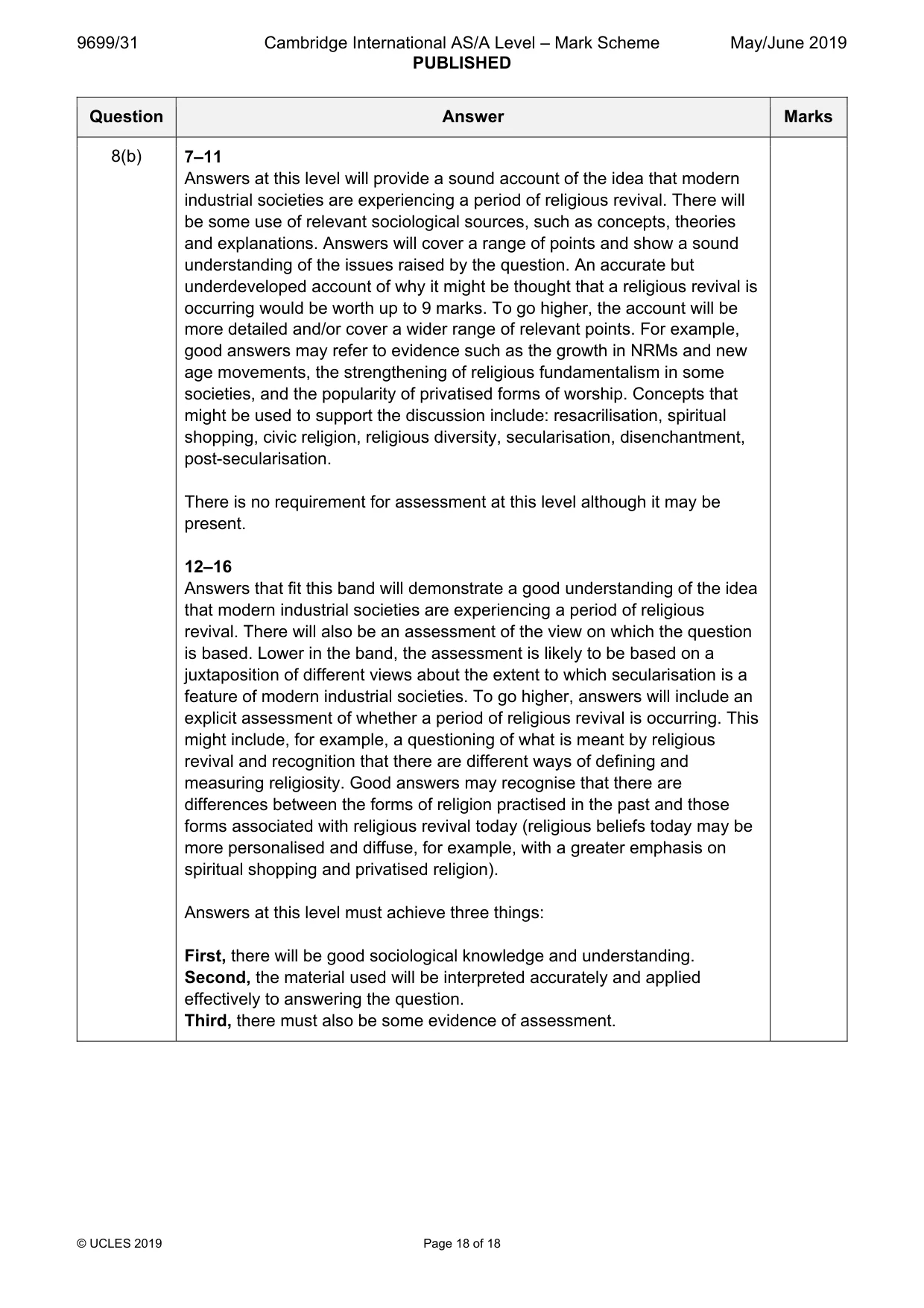 Mark scheme, page 18 of 18