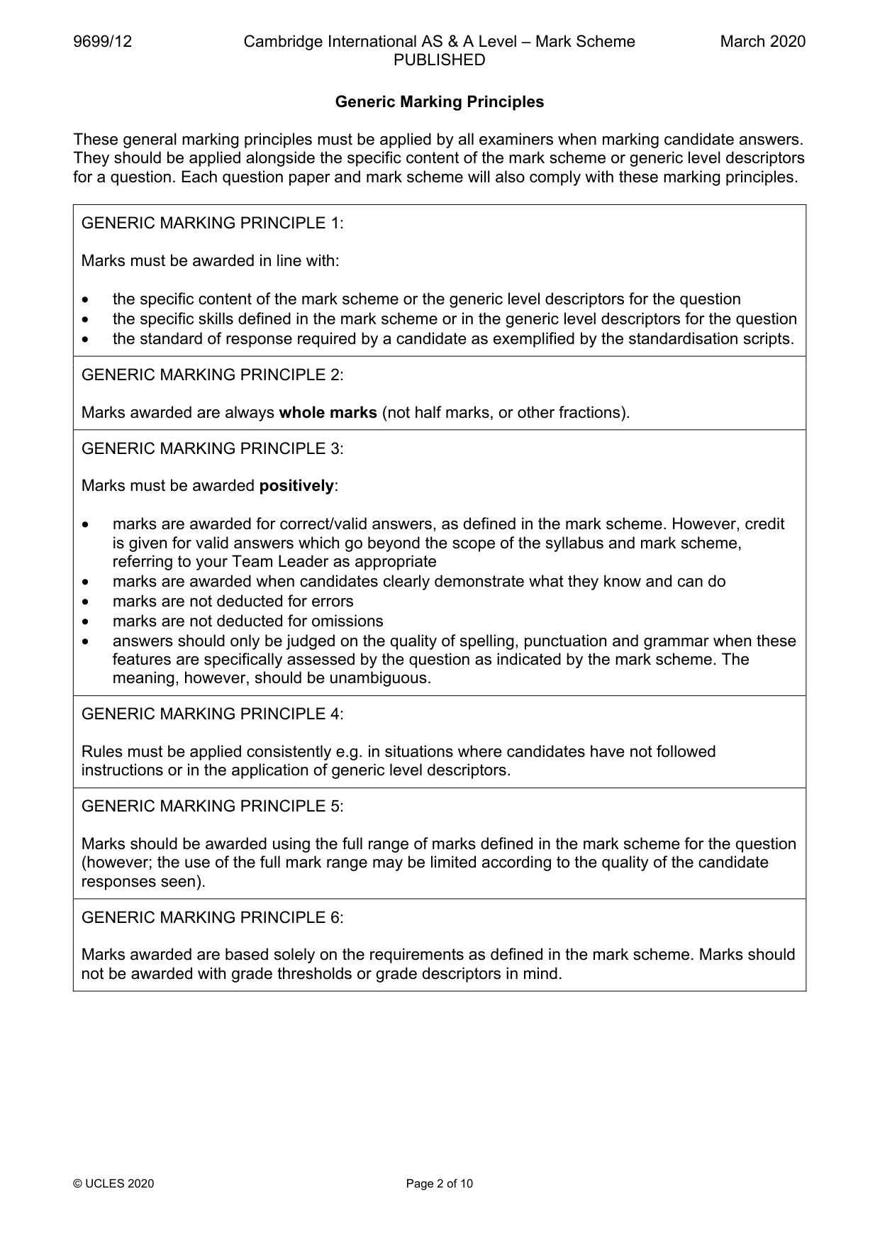Mark scheme, page 2 of 10