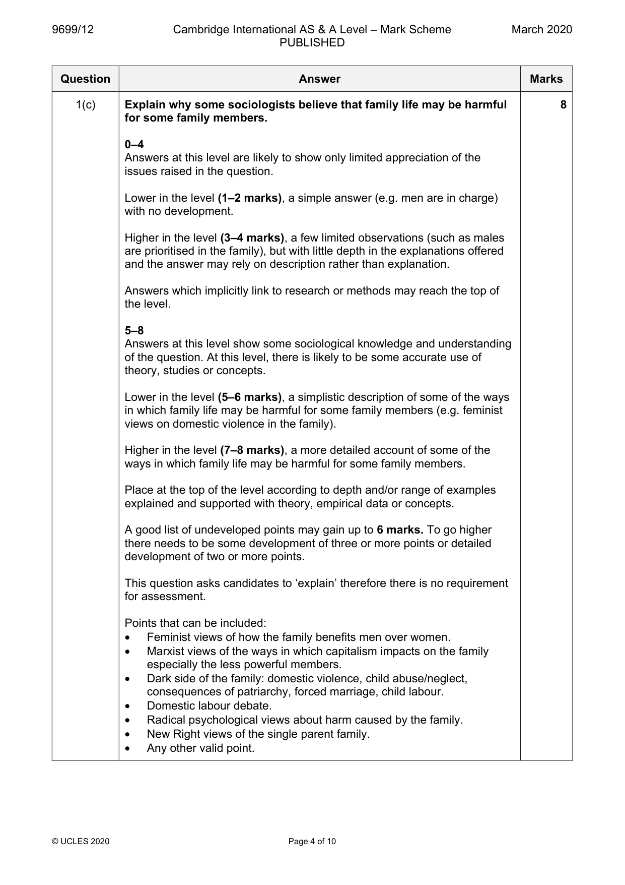 Mark scheme, page 4 of 10