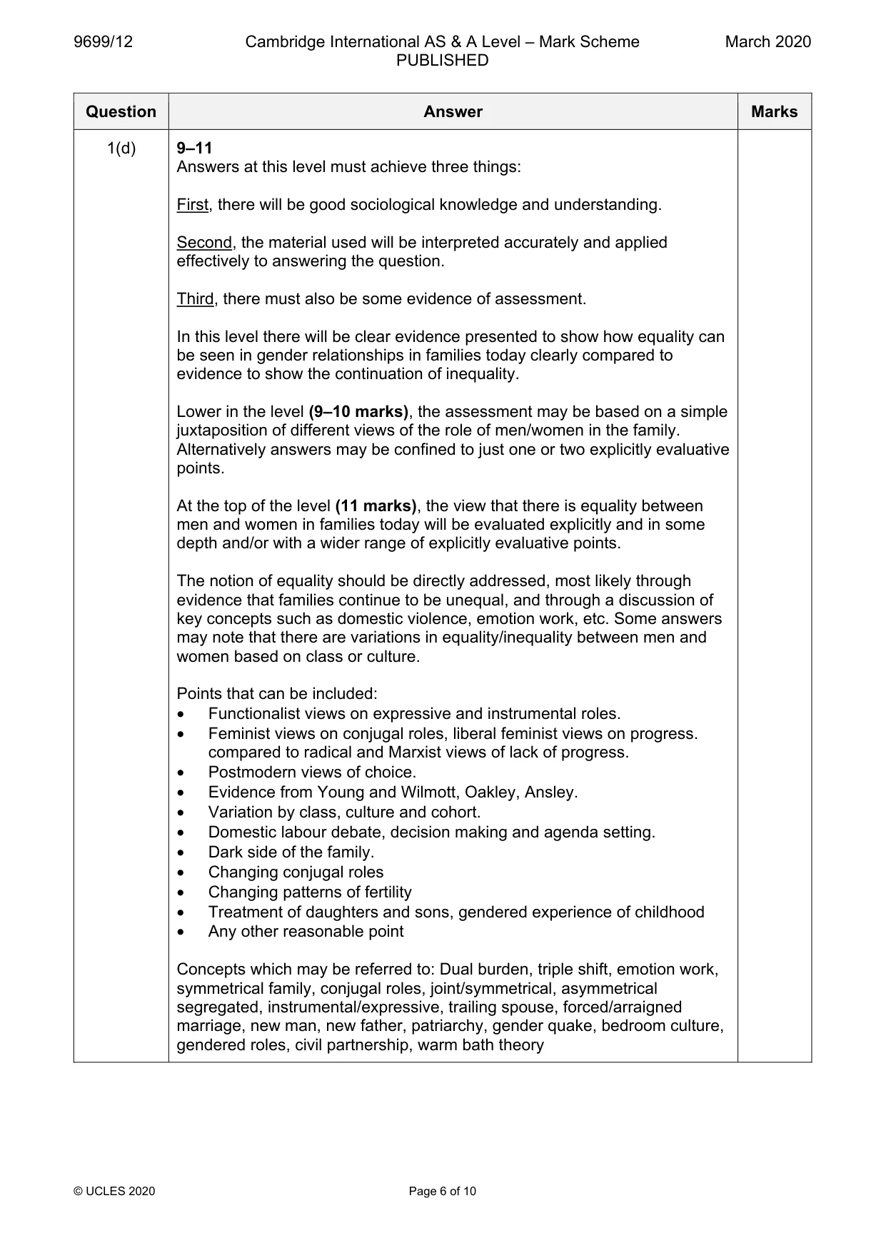 Mark scheme, page 6 of 10