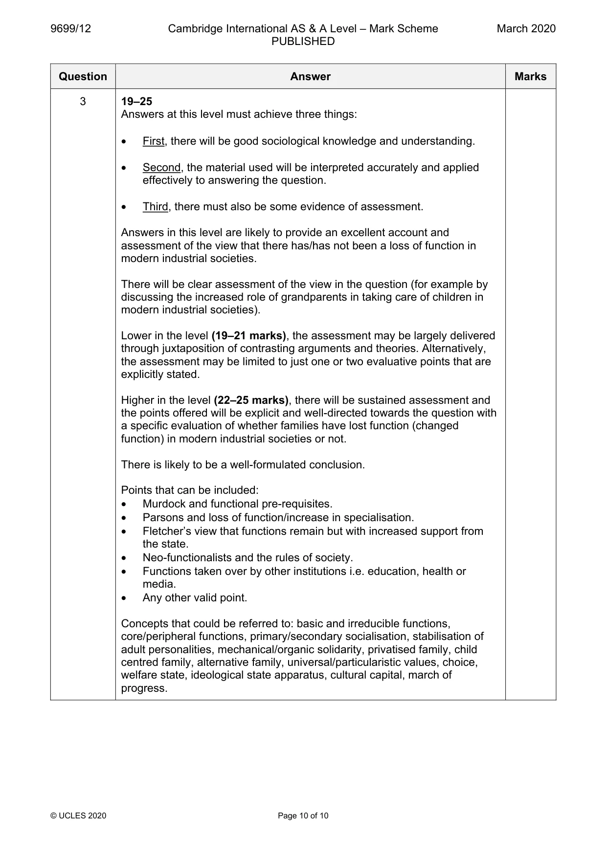 Mark scheme, page 10 of 10