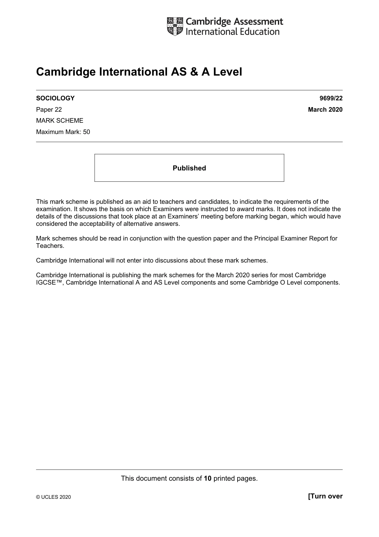 Mark scheme, page 1 of 10