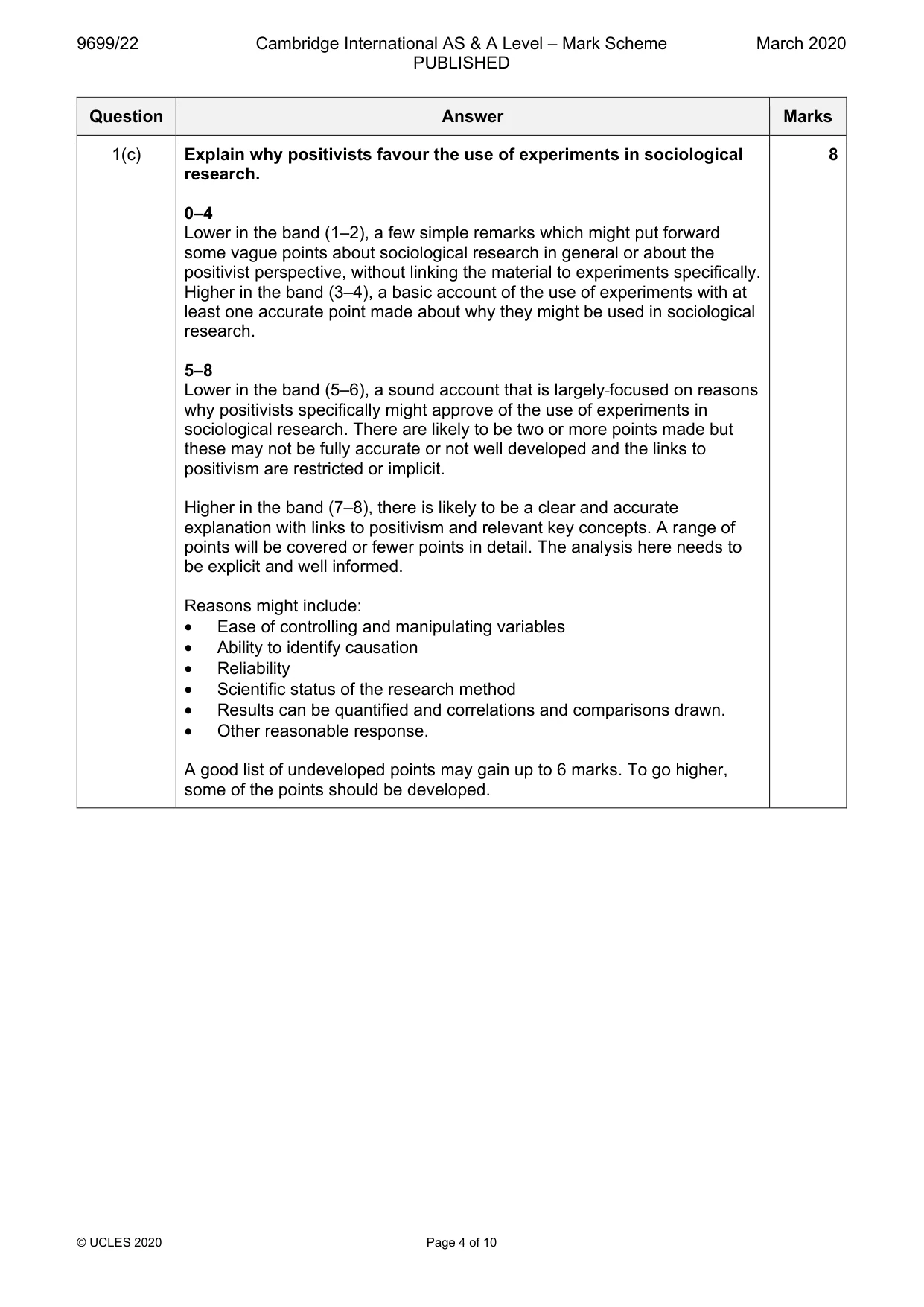 Mark scheme, page 4 of 10