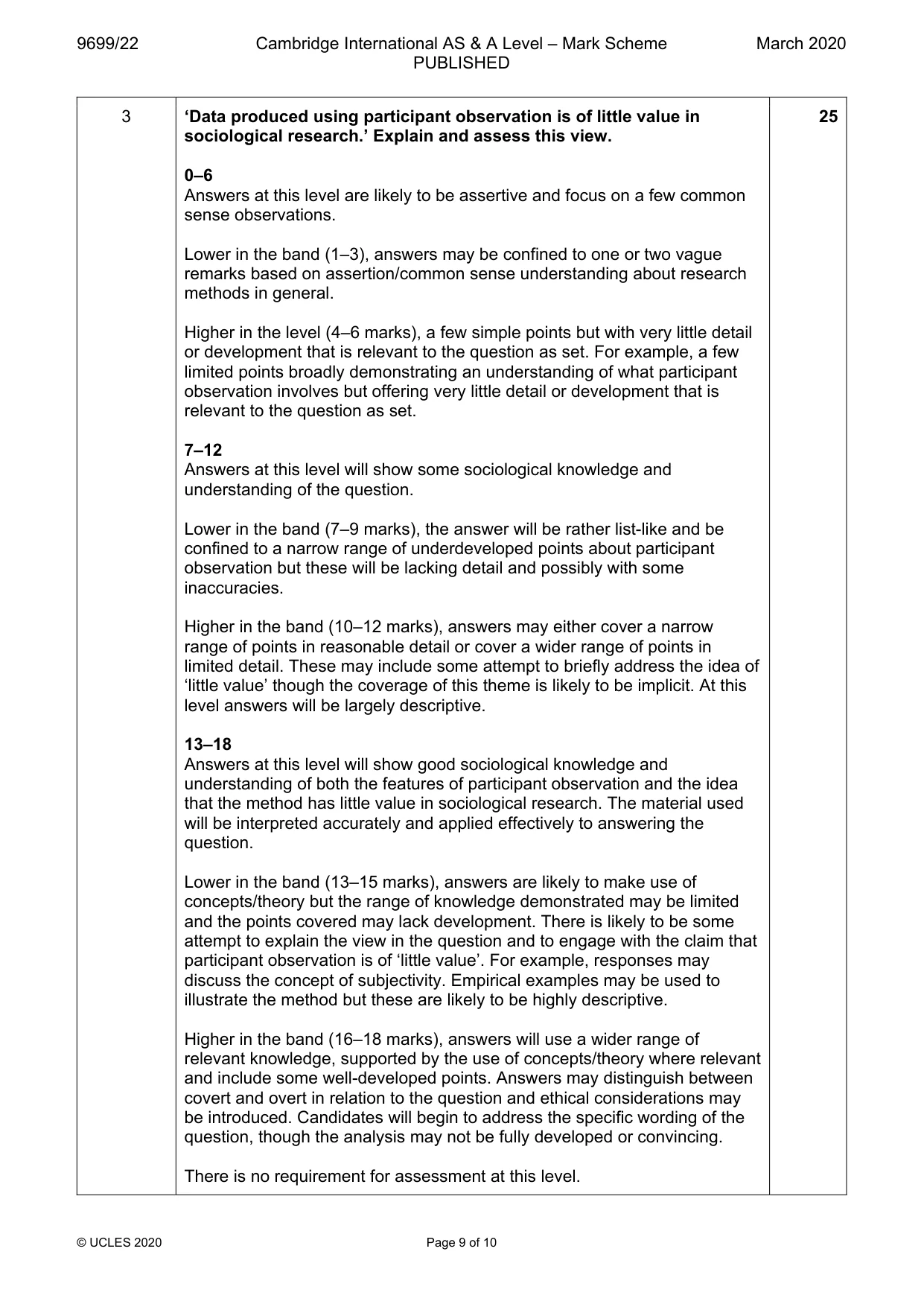 Mark scheme, page 9 of 10
