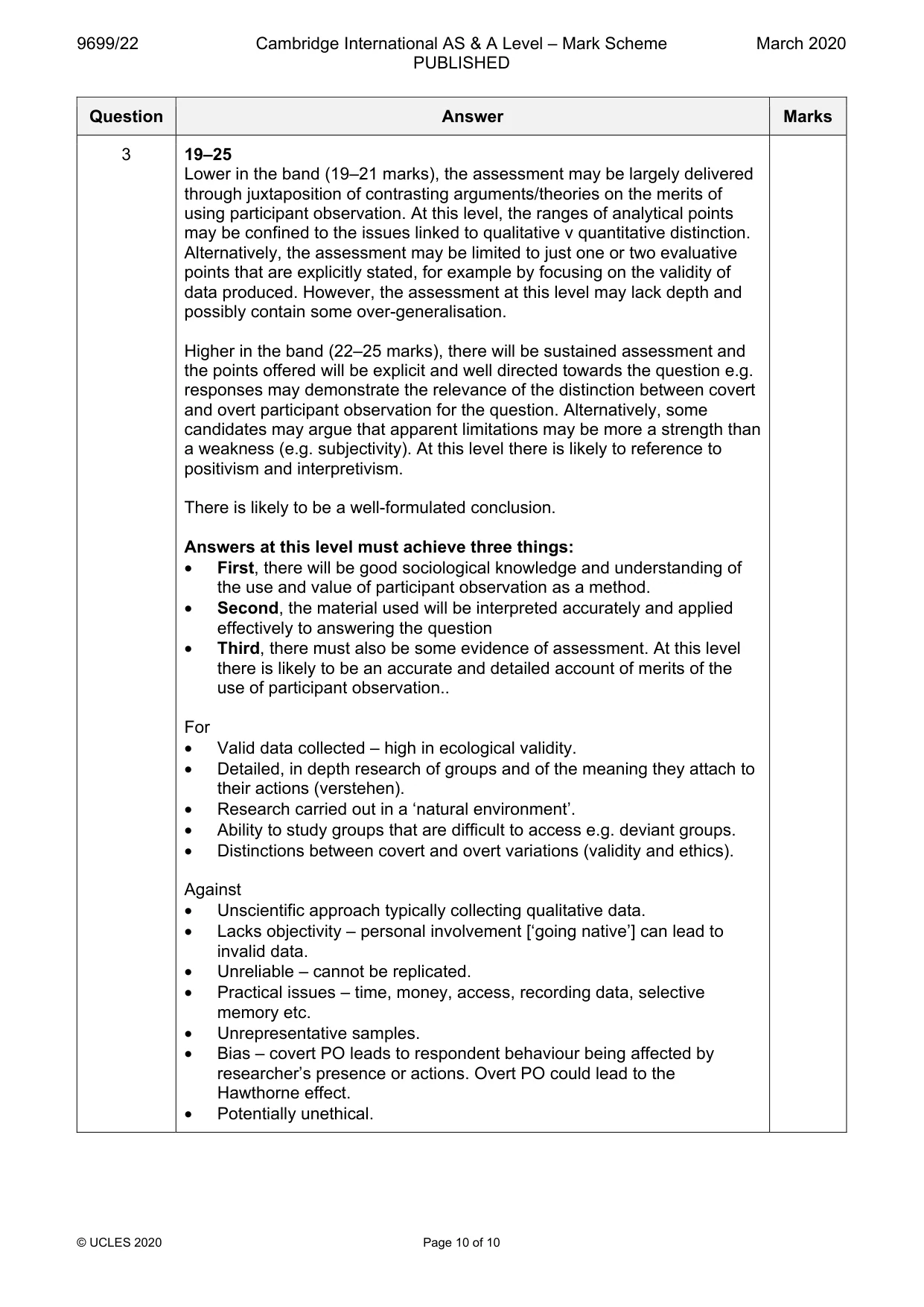 Mark scheme, page 10 of 10