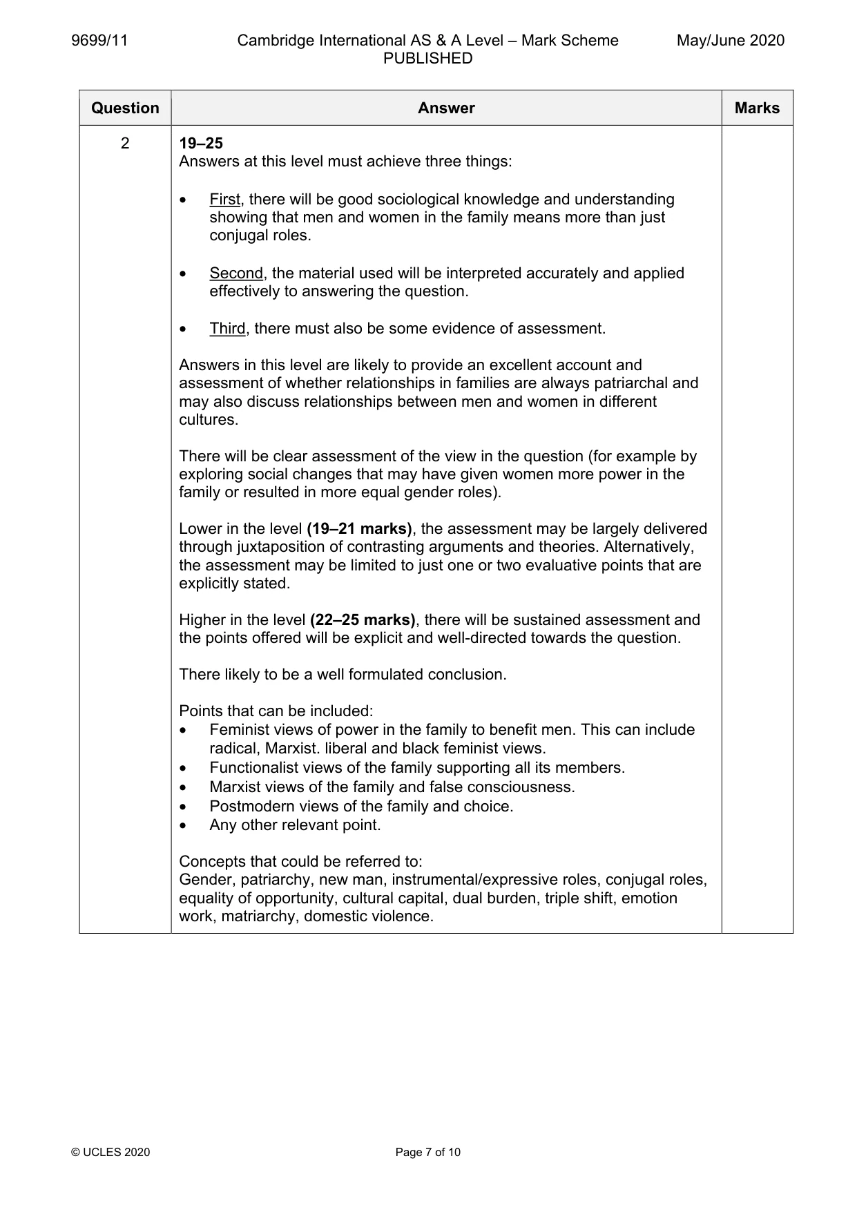 Mark scheme, page 7 of 10